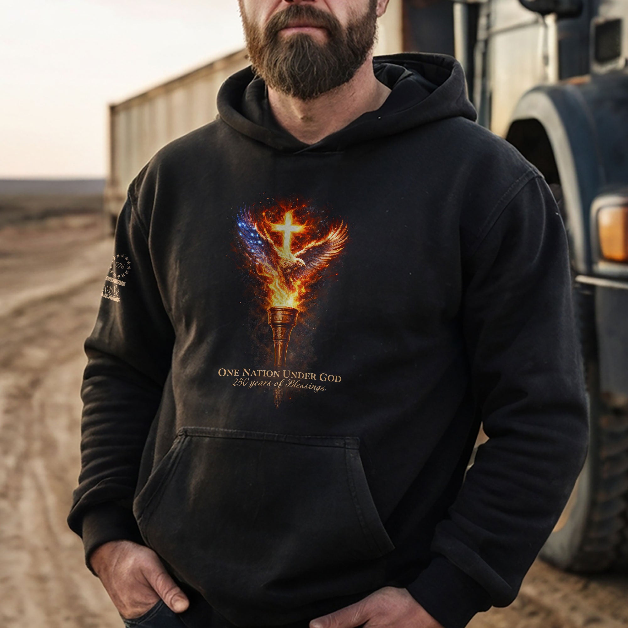 America 250th Anniversary Hoodie 1776-2026 – One Nation Under God Torch & Eagle 250 Years of Blessings Hoodie