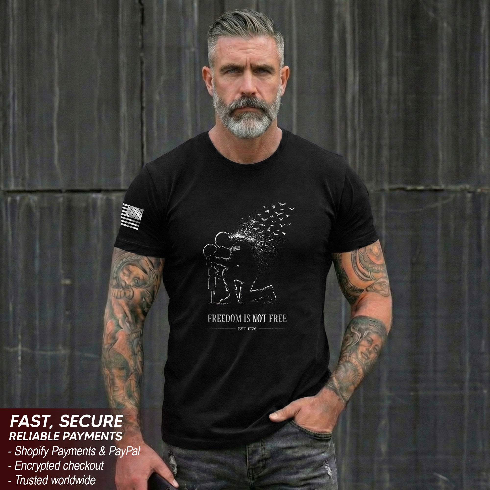 America 250th Anniversary 1776-2026 Semiquincentennial T-Shirt – Freedom Is Not Free Honor Our Heroes Patriotic Men's Tee