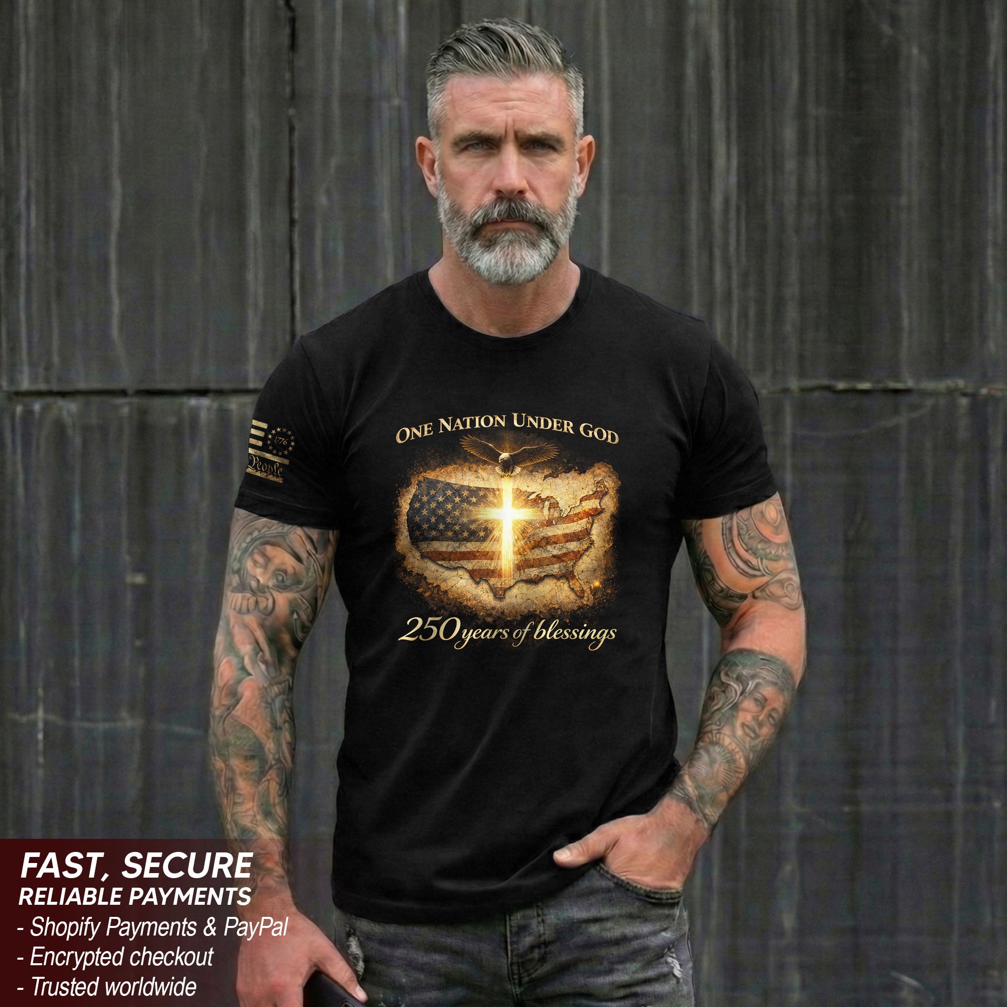 America 250th Anniversary 1776-2026 Shirt – One Nation Under God USA Map & Glowing Cross Semiquincentennial Tee