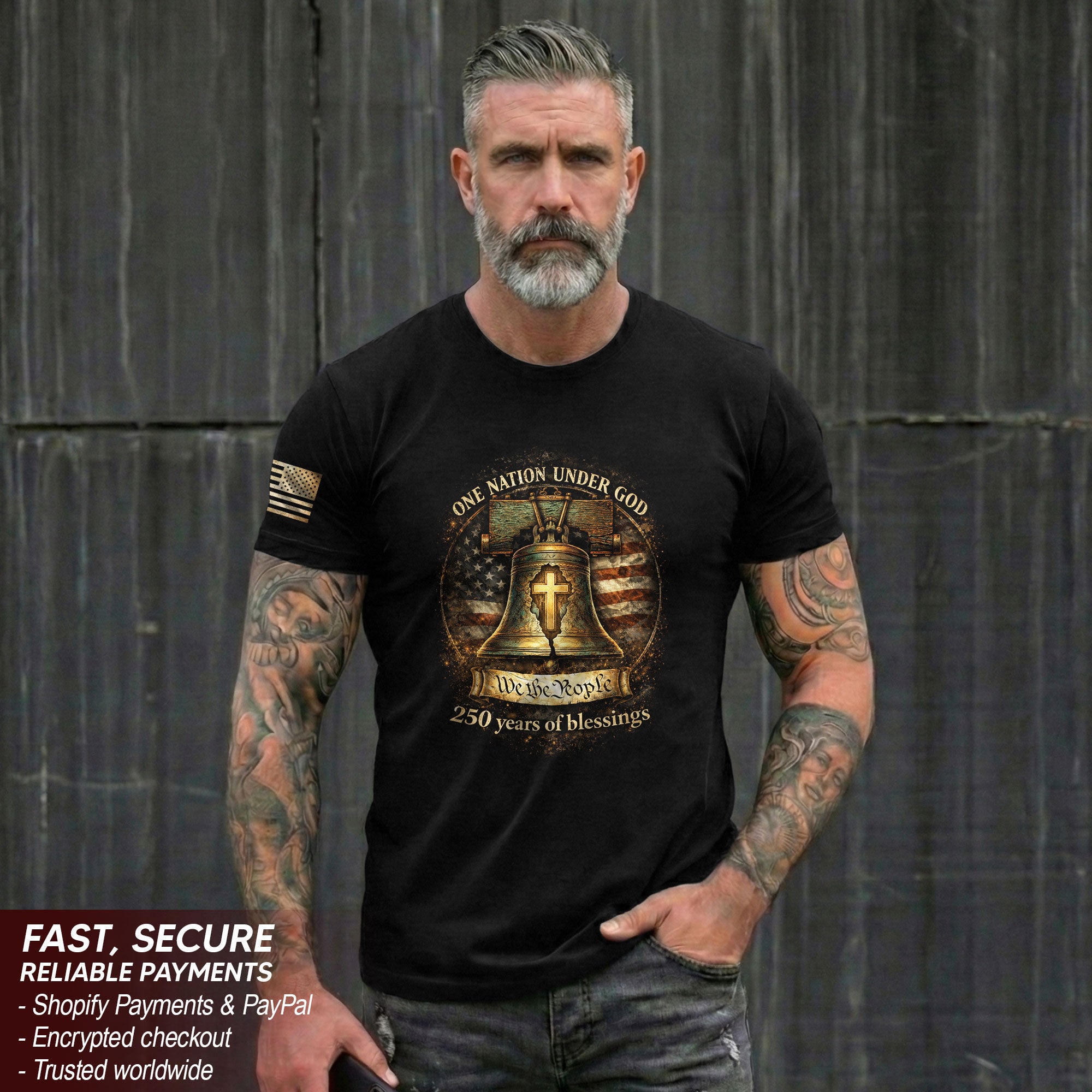 America 250th Anniversary 1776-2026 Shirt – We The People Liberty Bell One Nation Under God Christian Patriotic T-Shirt
