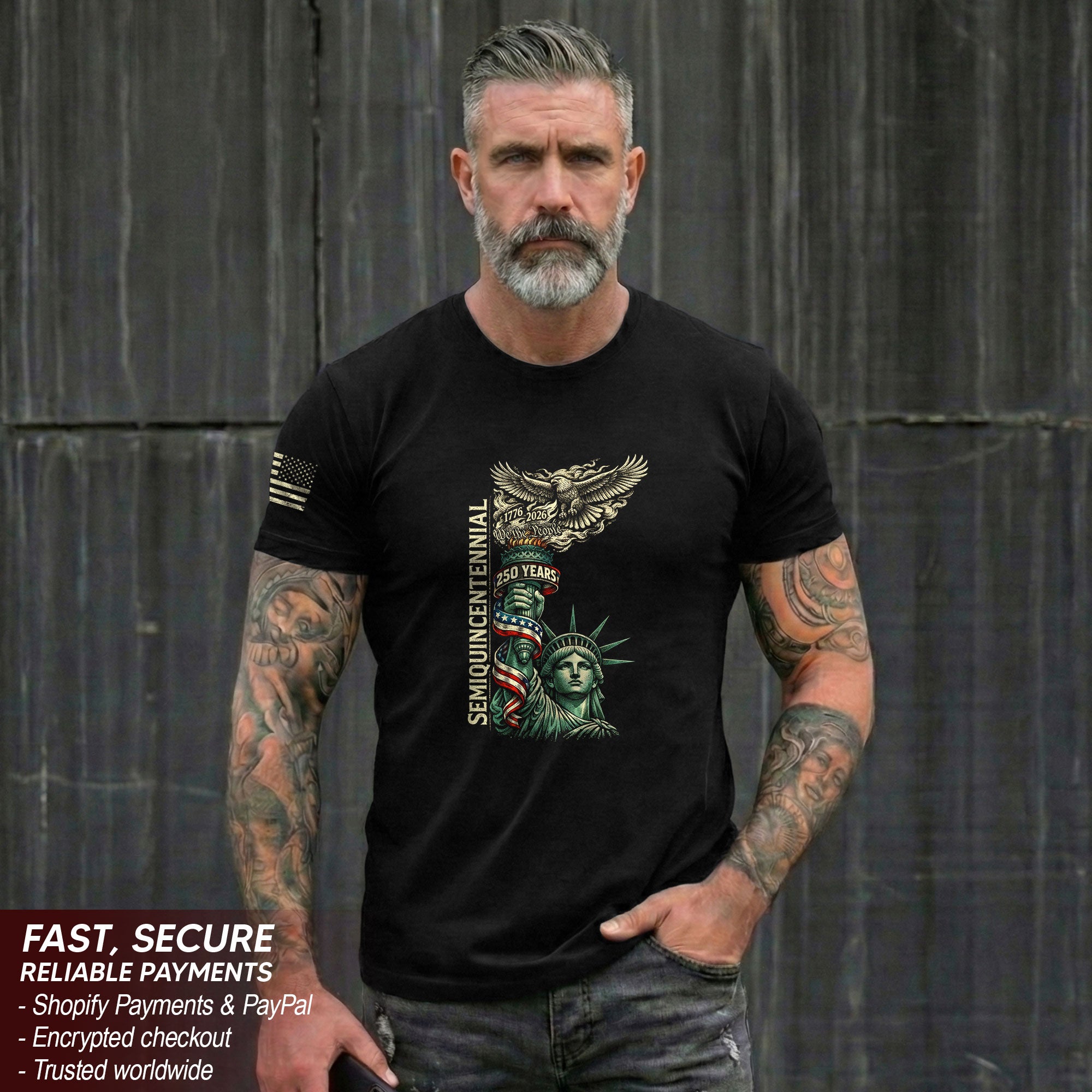 American Semiquincentennial 250 Years Liberty Torch & Eagle Heritage Shirt 1776–2026