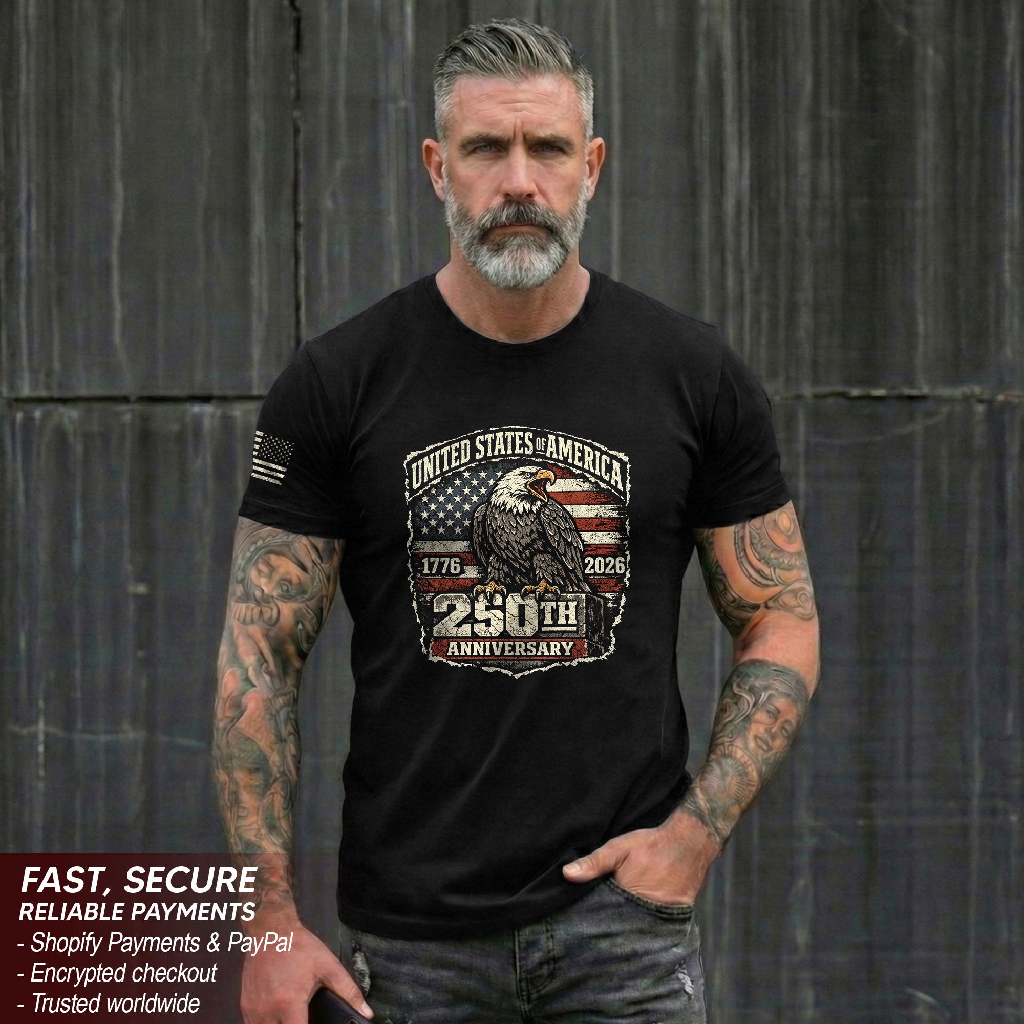 America 250th Anniversary T-Shirt 1776-2026 – USA Patriotic Eagle Legacy Tee
