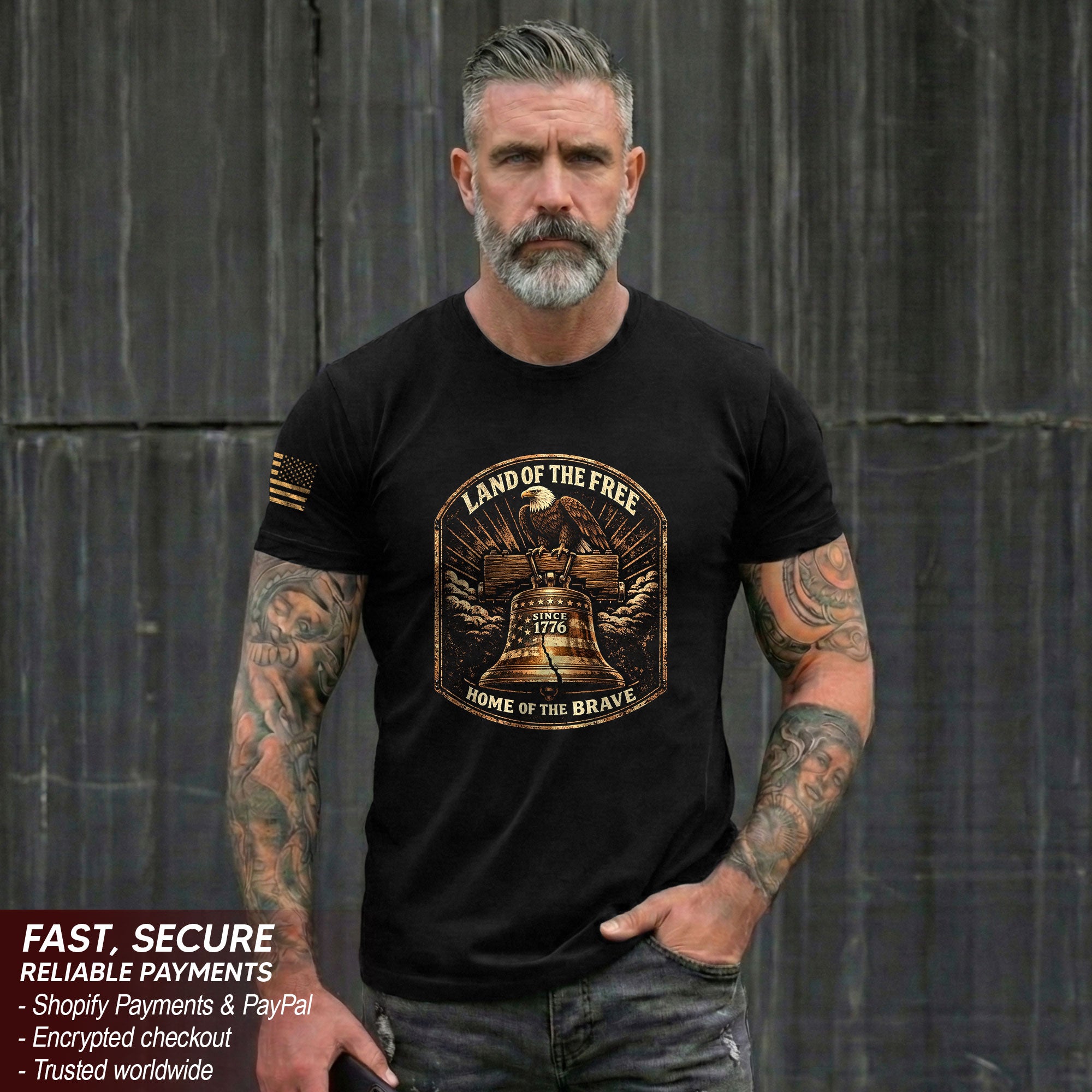 Land of the Free Since 1776 Semiquincentennial Patriotic Shirt Liberty Bell Eagle 250 Years Tribute