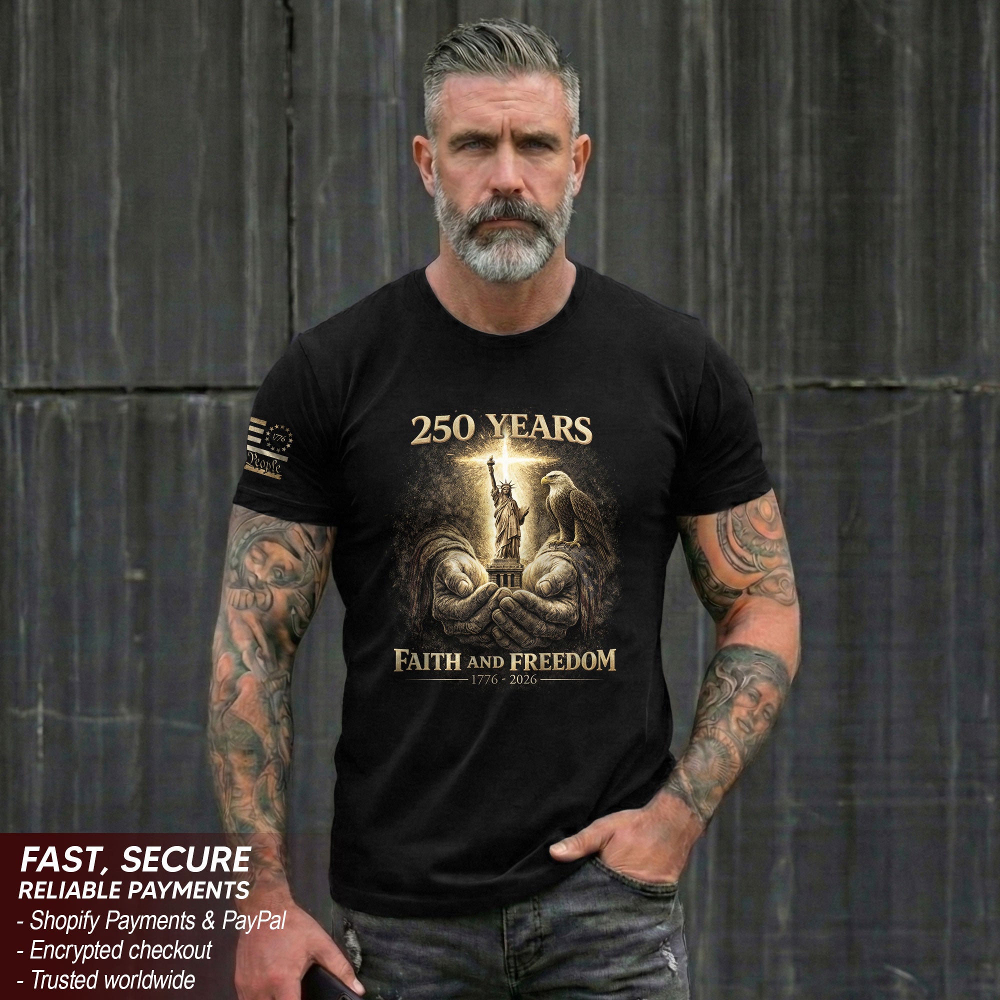 USA 250th Anniversary 1776-2026 Semiquincentennial Christian Shirt – Faith And Freedom God’s Hands Holding Liberty & Eagle Patriotic Tee