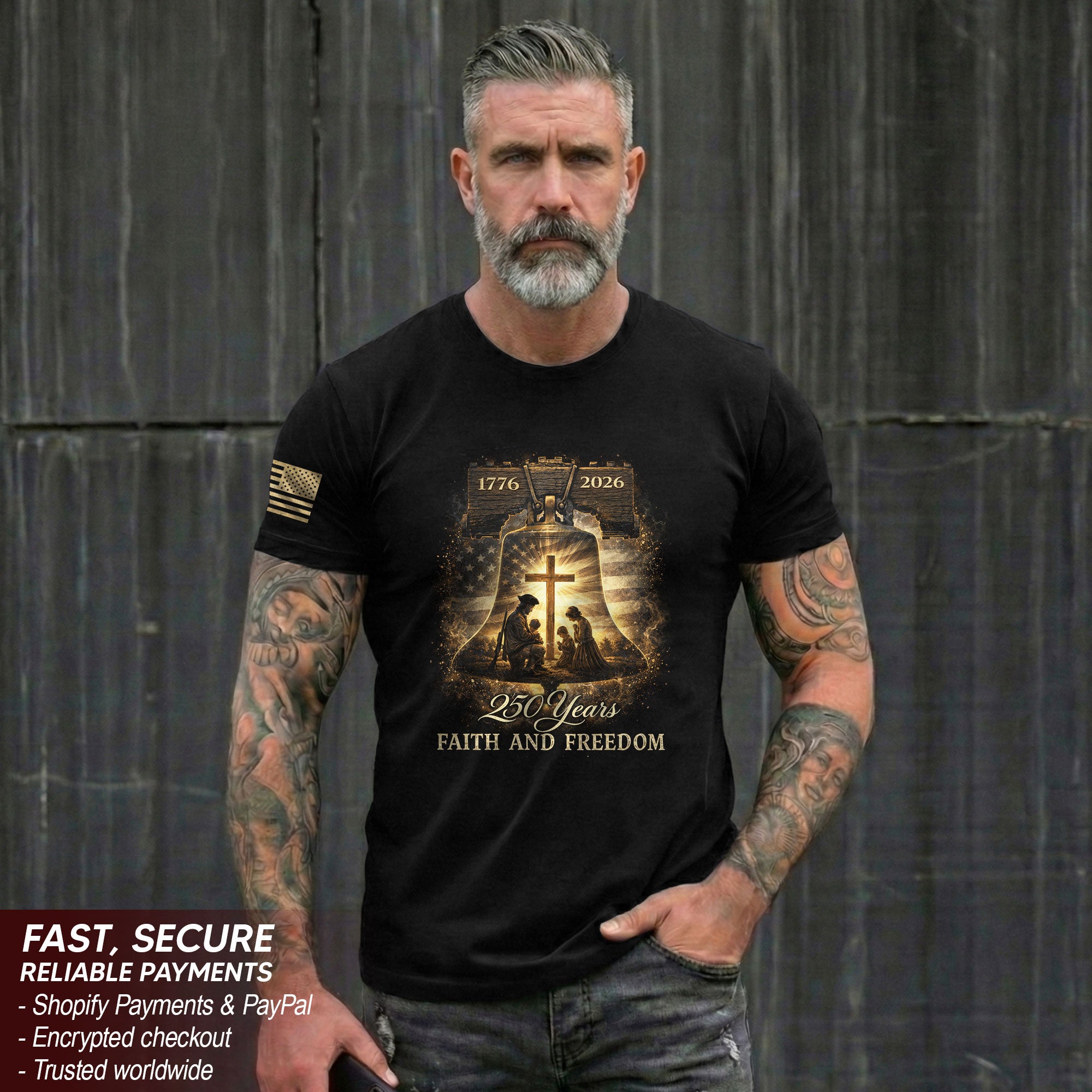 America 250th Anniversary 1776-2026 Semiquincentennial Hoodie – Family Prayer & Holy Cross Patriotic Christian Faith Apparel