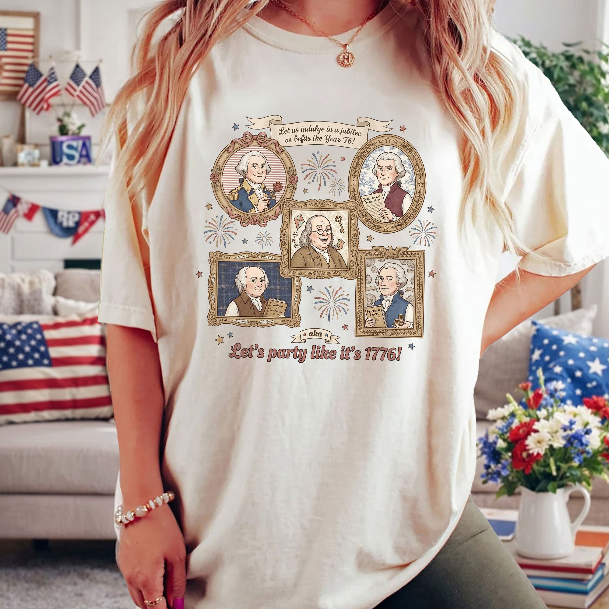 Patriotic 1776 Funny Founding Fathers Shirt Vintage America Independence