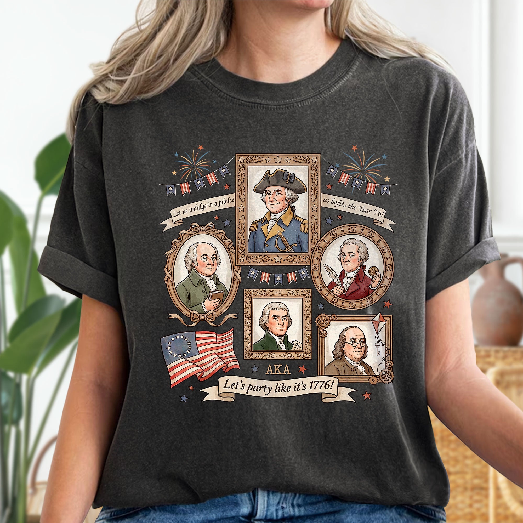 1776 Patriotic Founding Fathers Shirt Vintage USA History Let’s Party