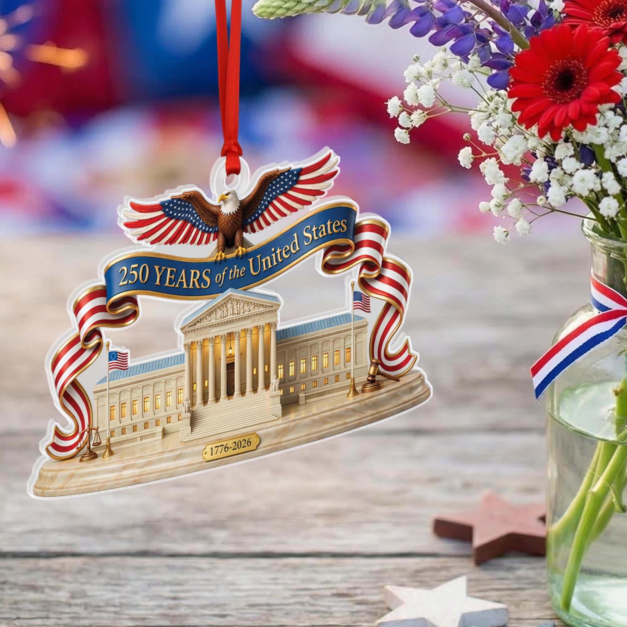 250 Years United States 1776-2026 Supreme Court Justice Eagle Flat Acrylic Ornament