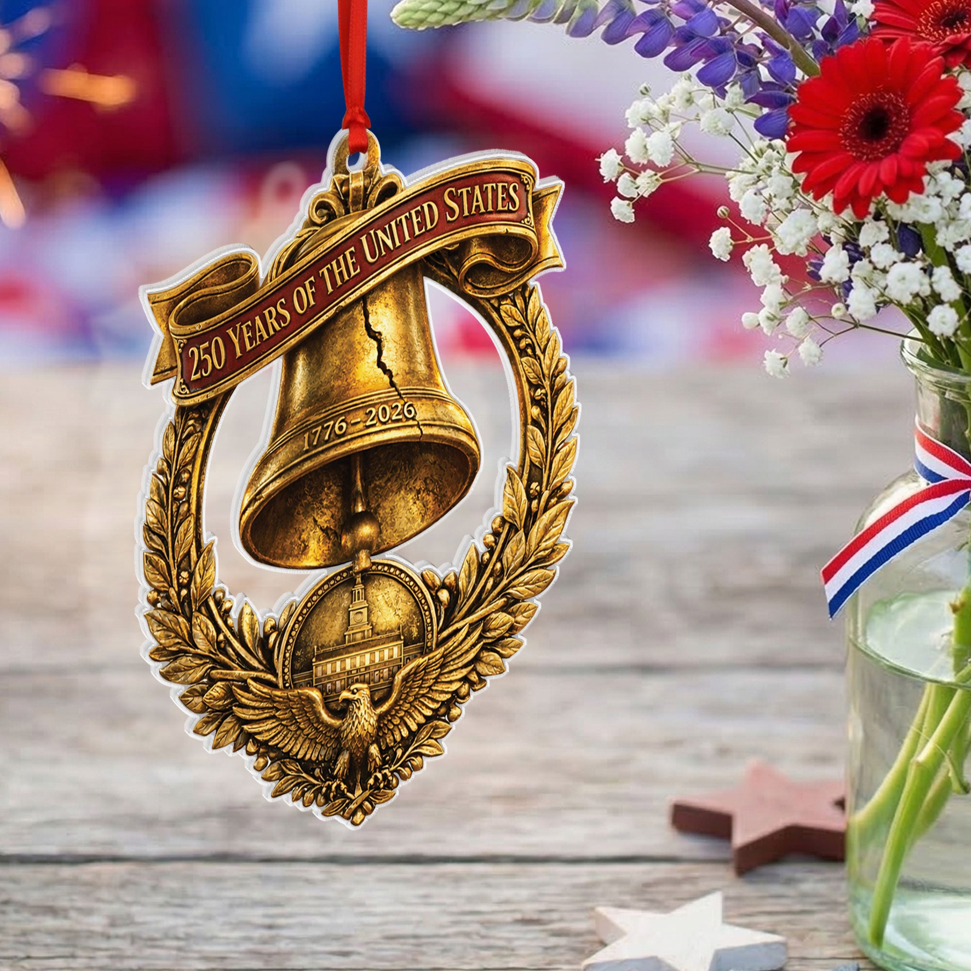 2026 U.S. 250th Anniversary Commemorative Acrylic Ornament – Liberty Bell & American Eagle