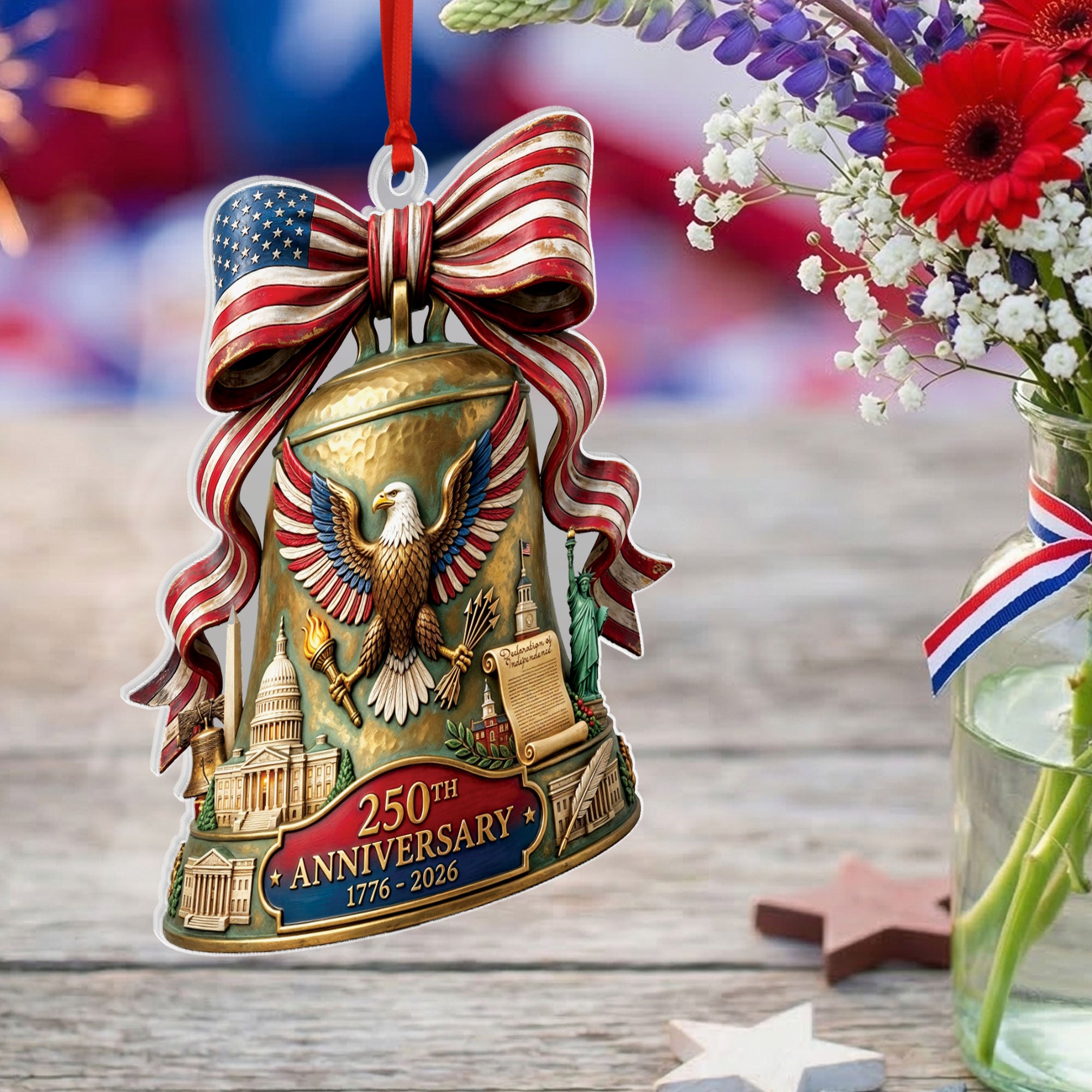 2026 U.S. 250th Anniversary Acrylic Ornament – American Eagle, Capitol & Liberty Bell Design