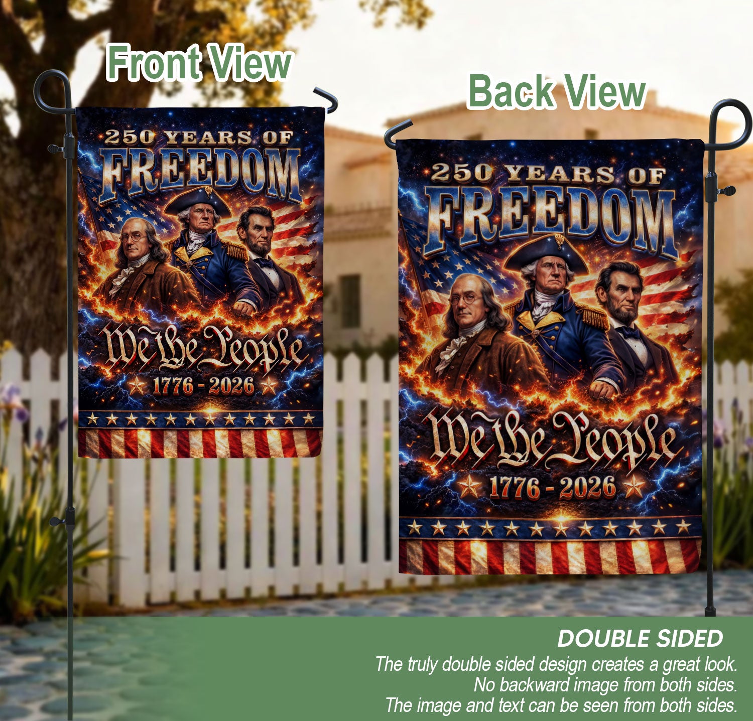 United States 250th Anniversary Garden Flag Founding Fathers Patriotic 1776-2026 Yard Decor 12x18inch