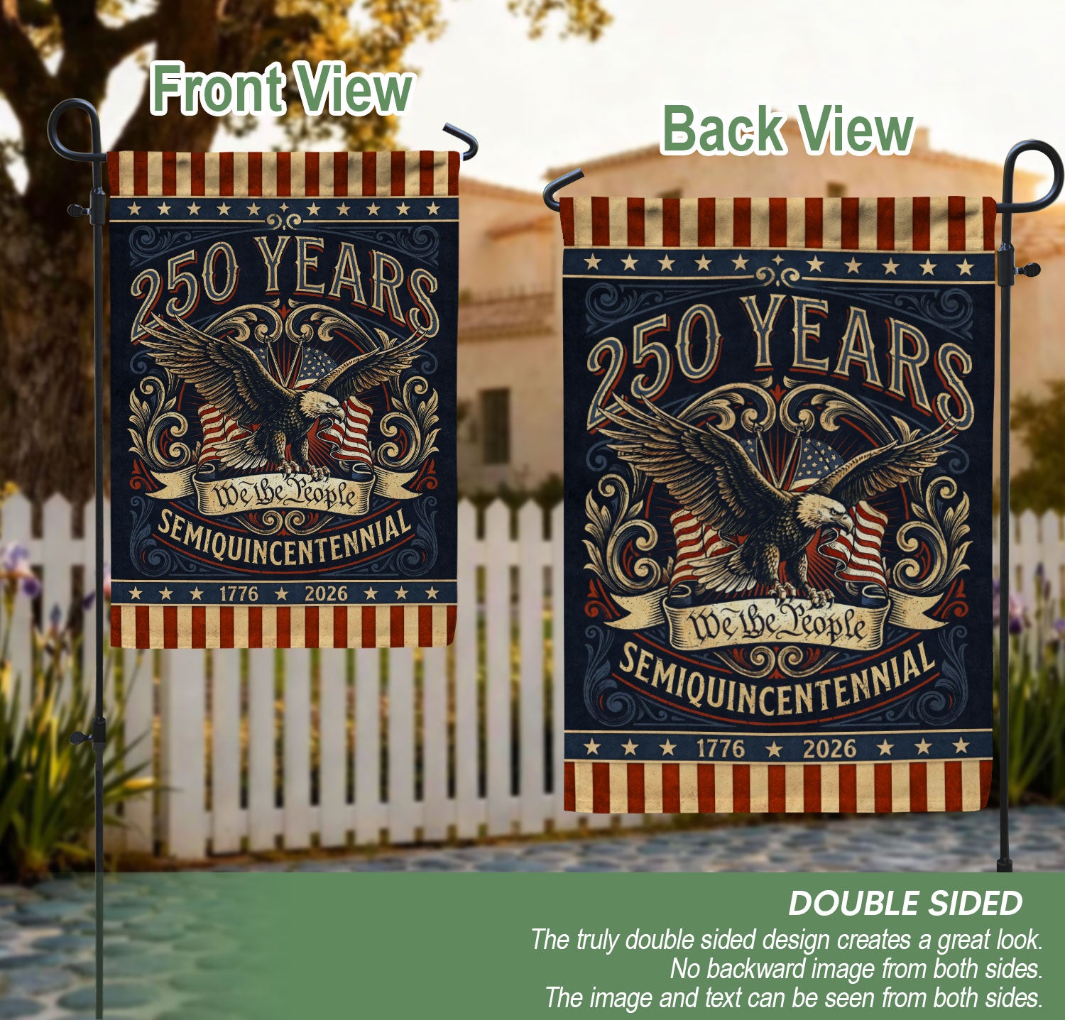 United States 250th Anniversary Garden Flag Patriotic Bald Eagle Vintage Yard Decor Banner 12x18inch