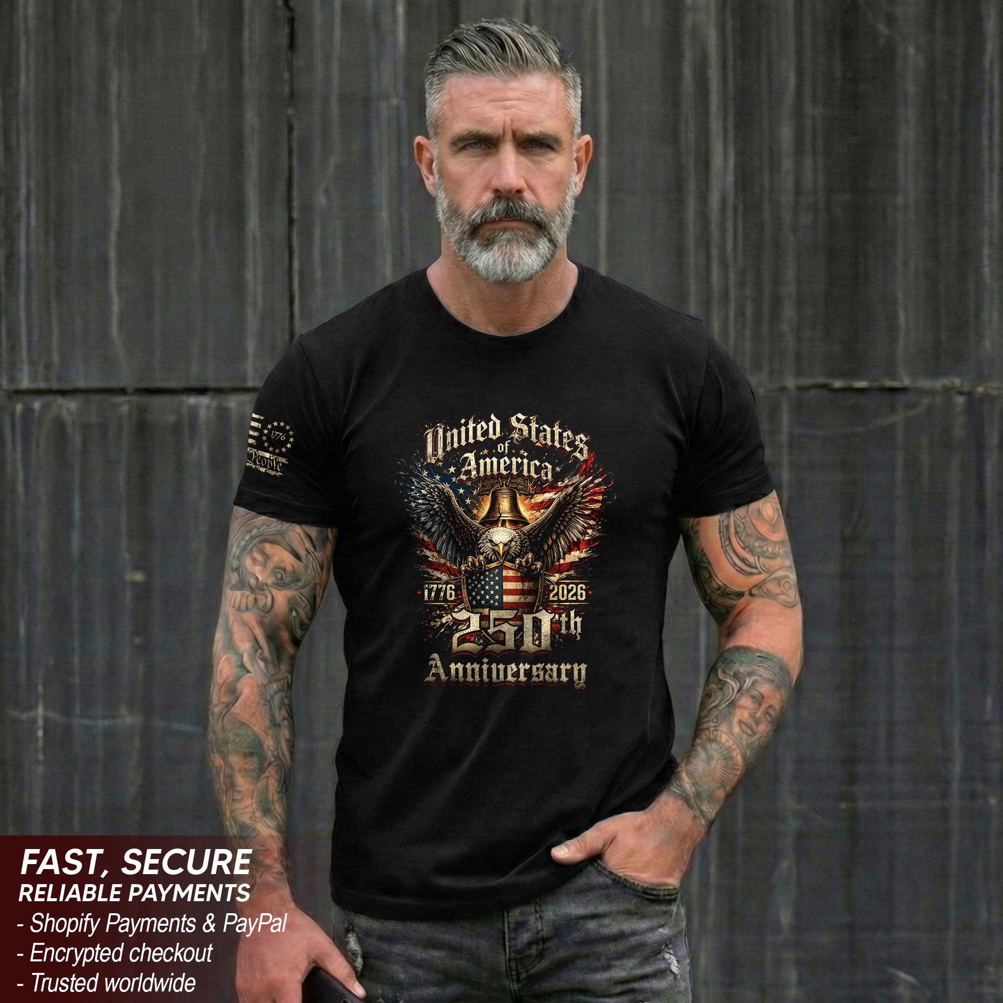 American Eagle 250th Anniversary T-Shirt 1776–2026 Patriotic Independence Graphic Tee
