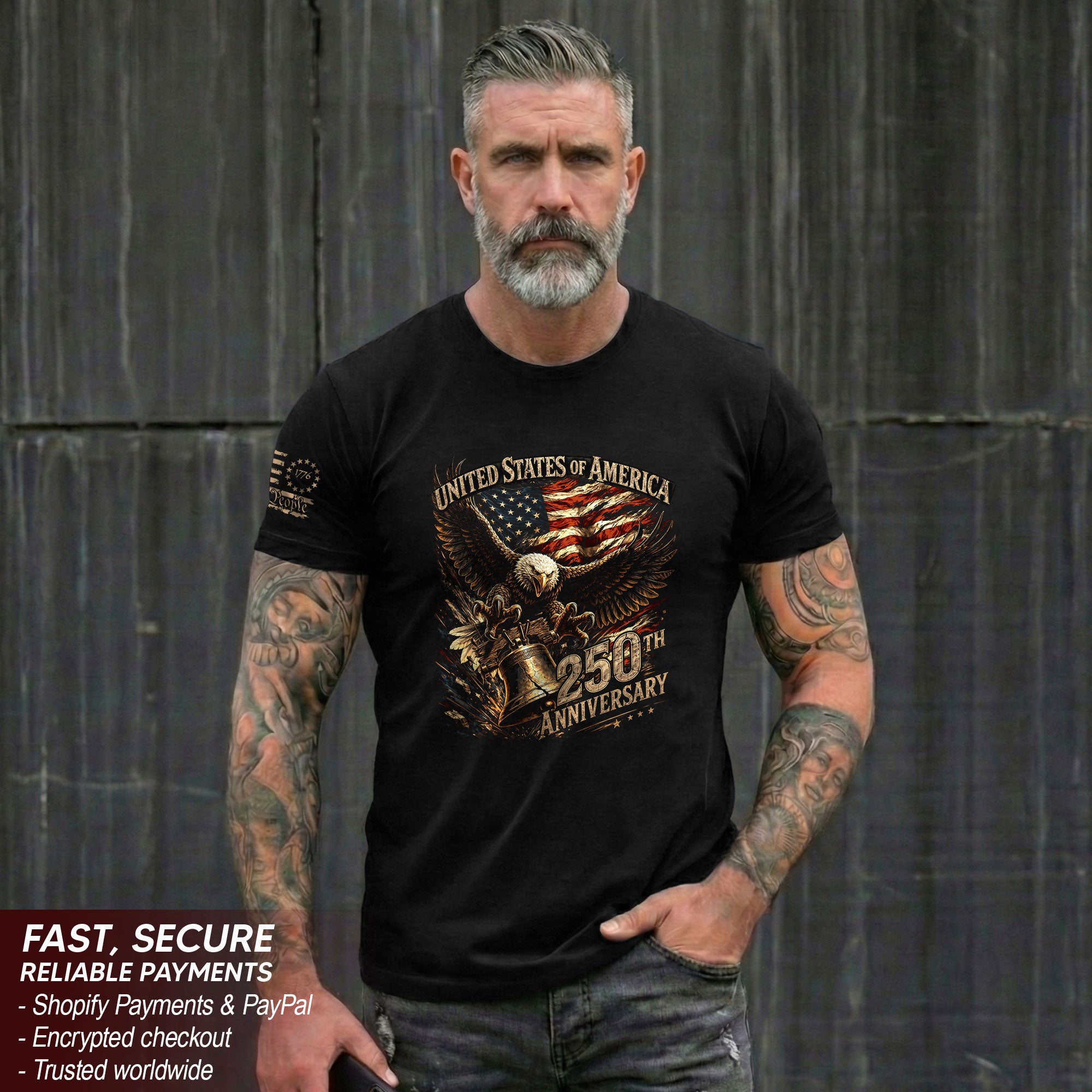 USA Patriotic 250th Anniversary Eagle Liberty Bell T-Shirt