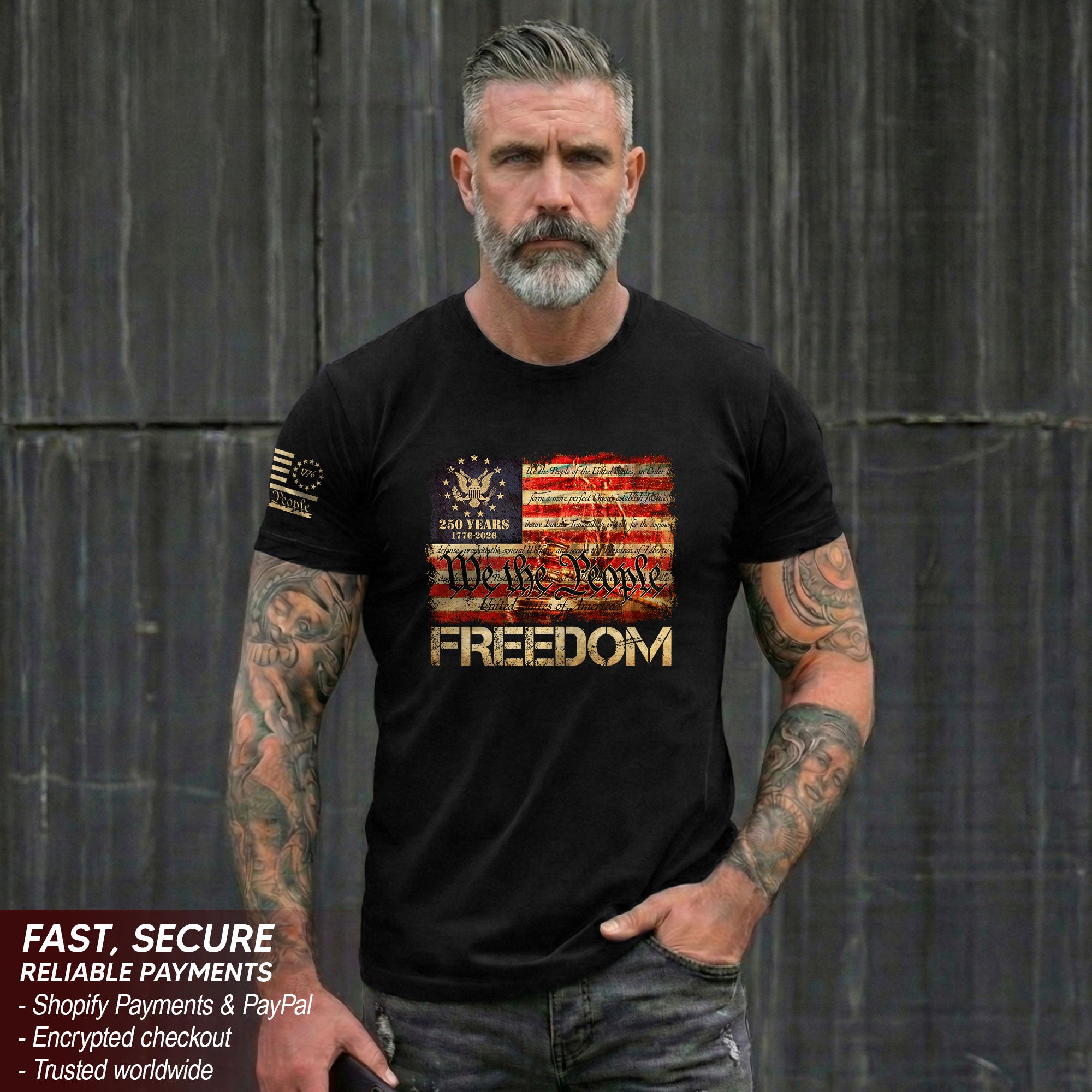 T-Shirt 2D Freedom We The People American Flag Constitution Patriotic Eagle Men Women Tee