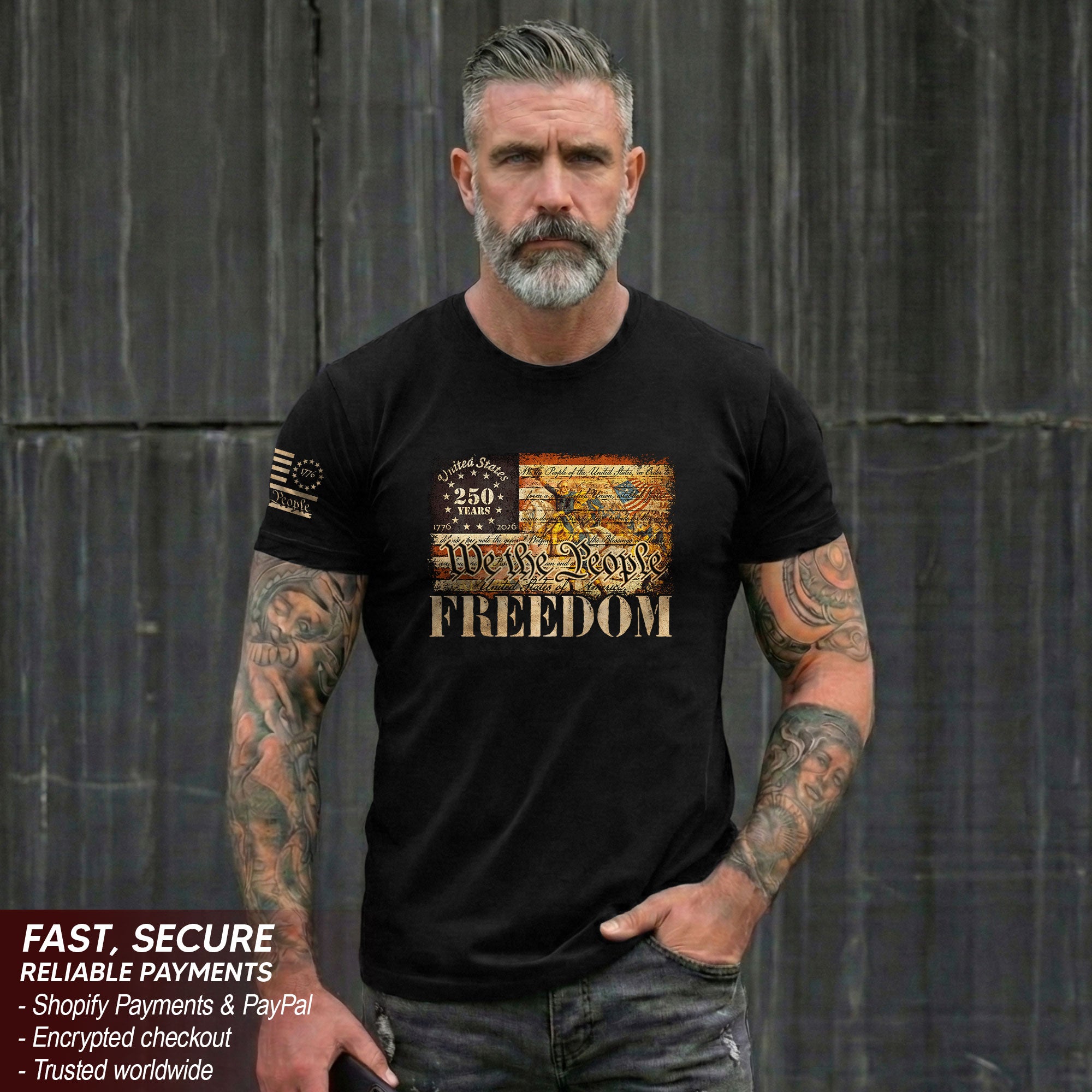 2D T-Shirt Freedom American Flag Vintage History Patriotic We The People
