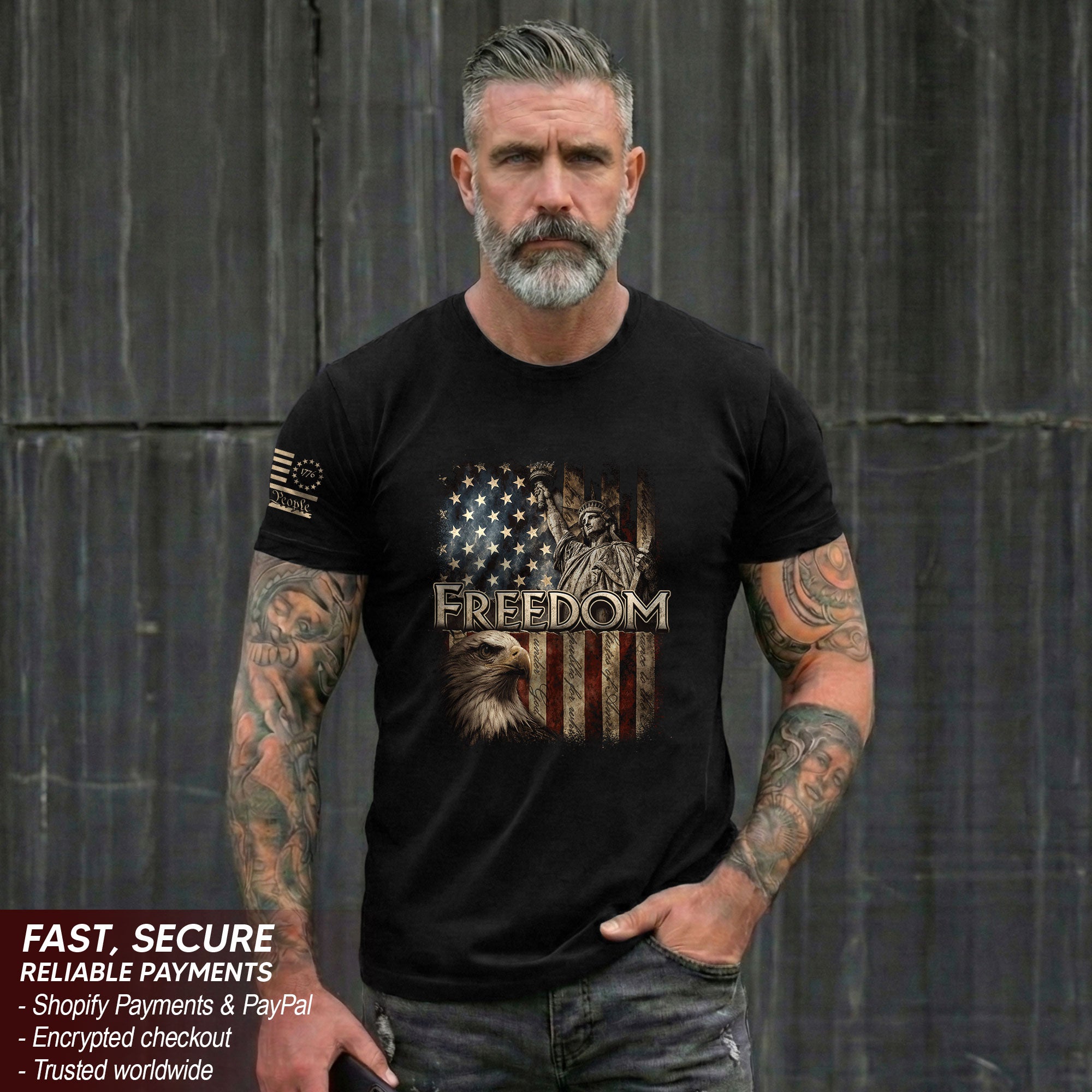 Freedom T-Shirt 2D Statue of Liberty Eagle American Flag Patriotic Pride Men Women Tee