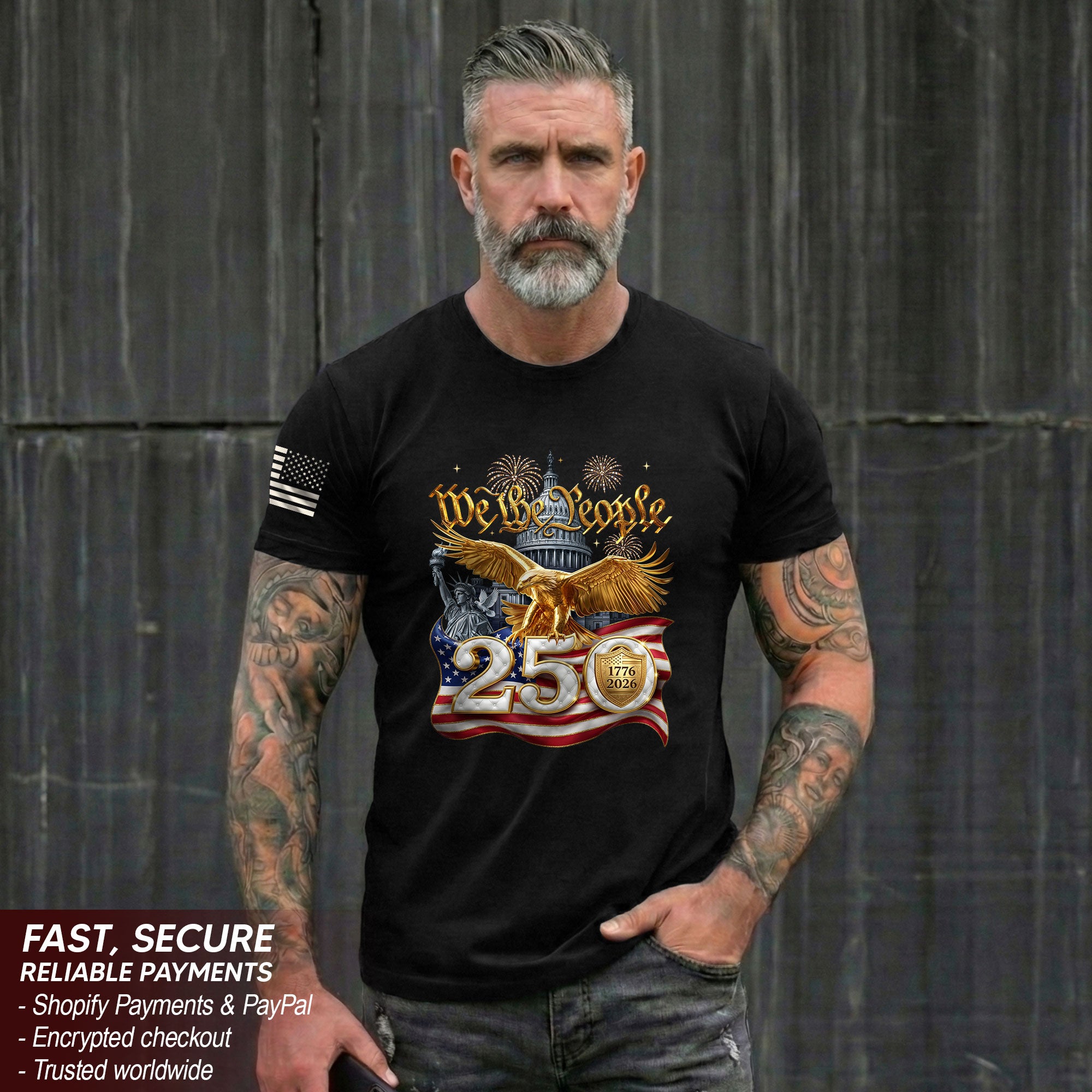 We the People 250 Years 1776-2026 T-Shirt - Capitol Liberty Eagle Patriotic Tee