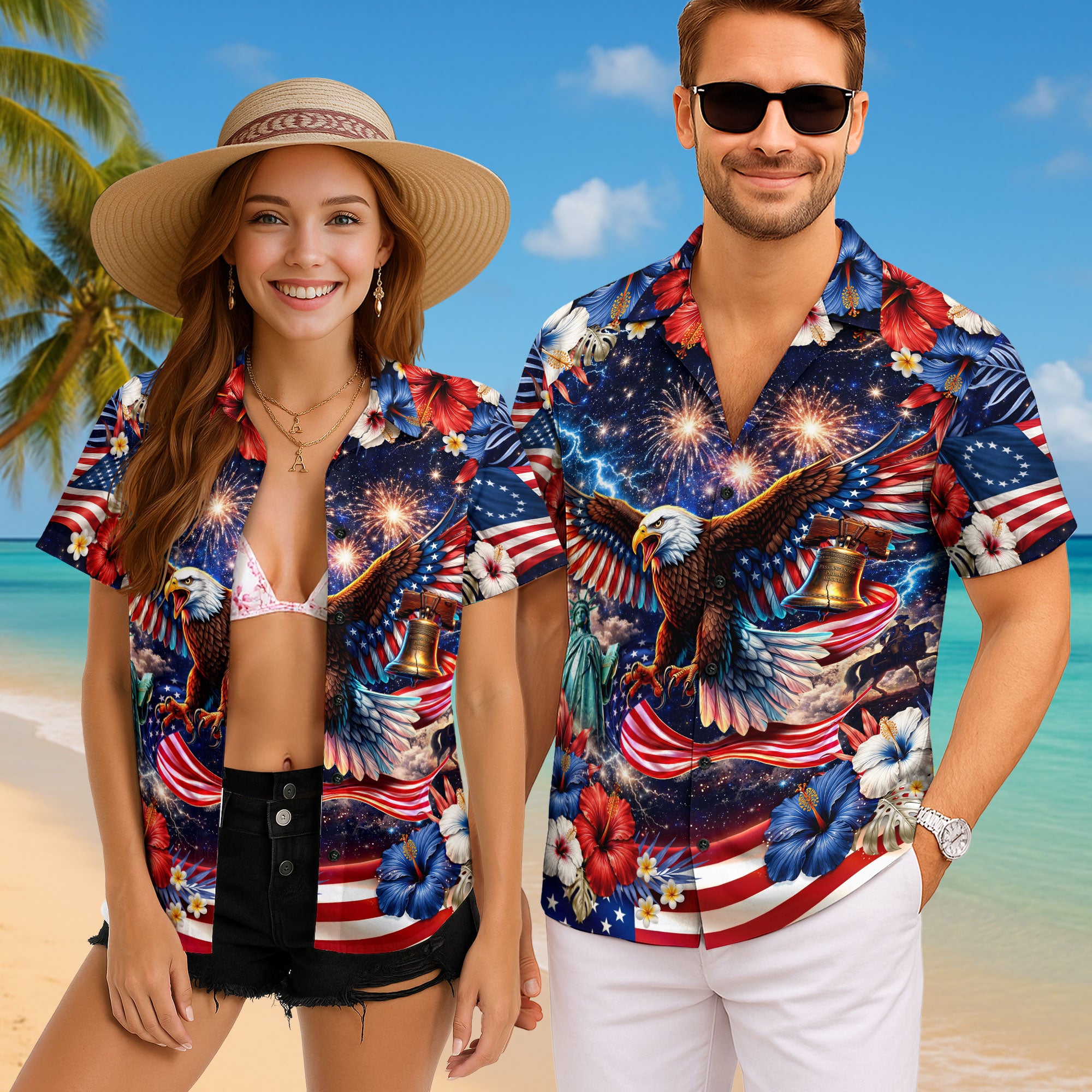 250 Years Hawaiian Shirt Patriotic 1776 2026 Eagle Independence Day Liberty Bell