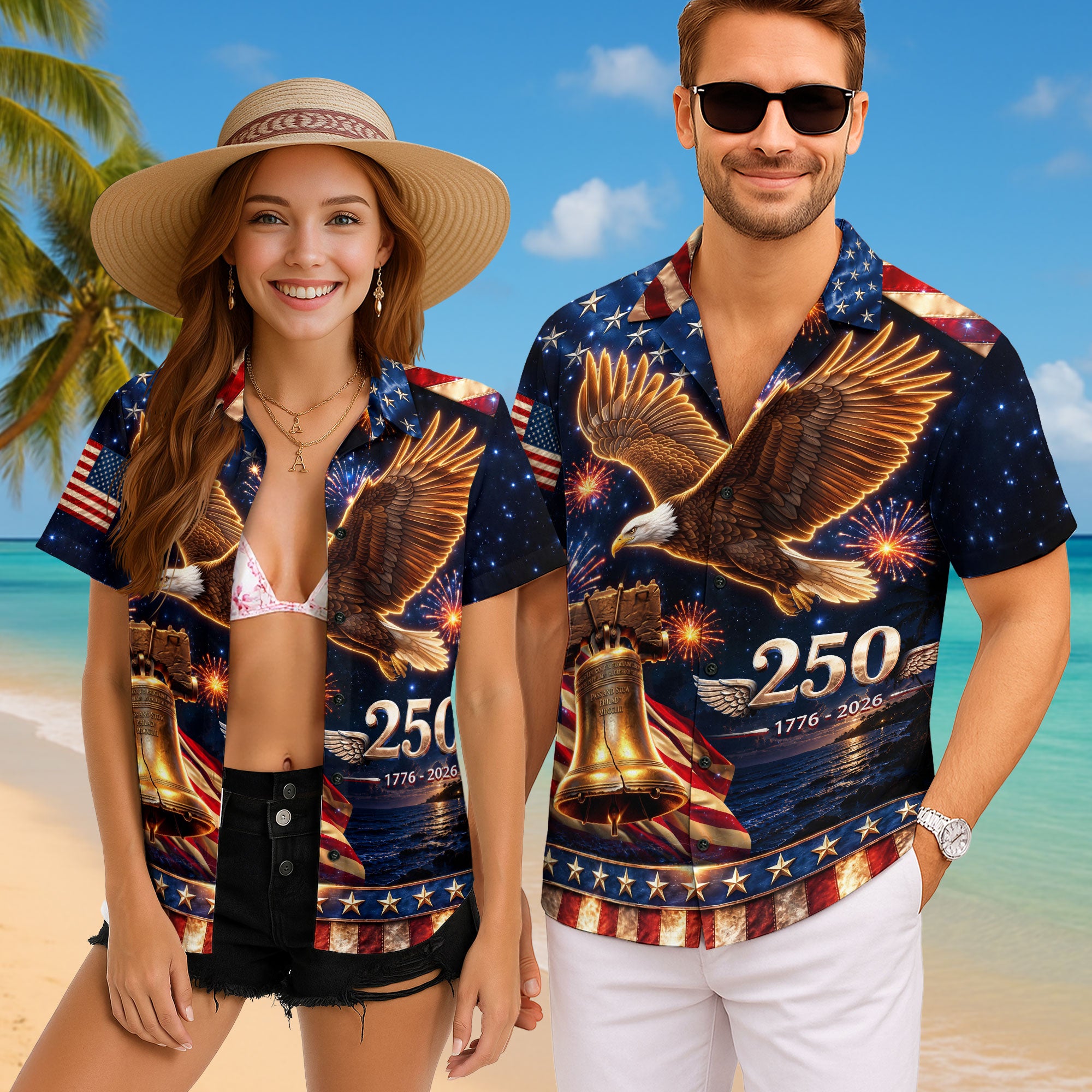 United States 250 Years Hawaiian Shirt Bald Eagle Statue Of Liberty Patriotic Gift