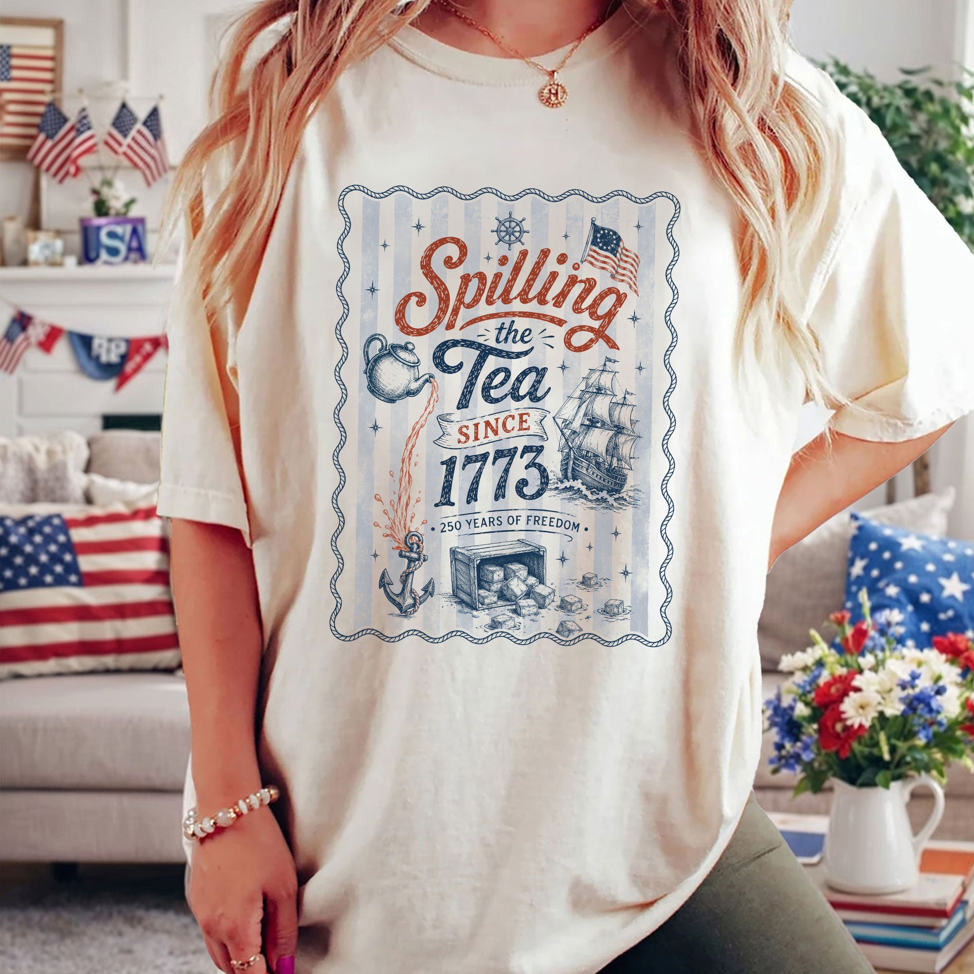 Spilling The Tea Since 1773 Shirt Vintage Boston Tea Party Tee Retro Patriotic
