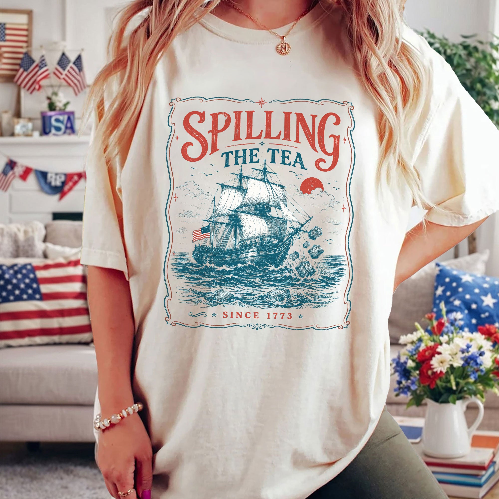 Spilling The Tea Since 1773 Shirt Funny History Teacher Tee Patriotic Historical Tshirt