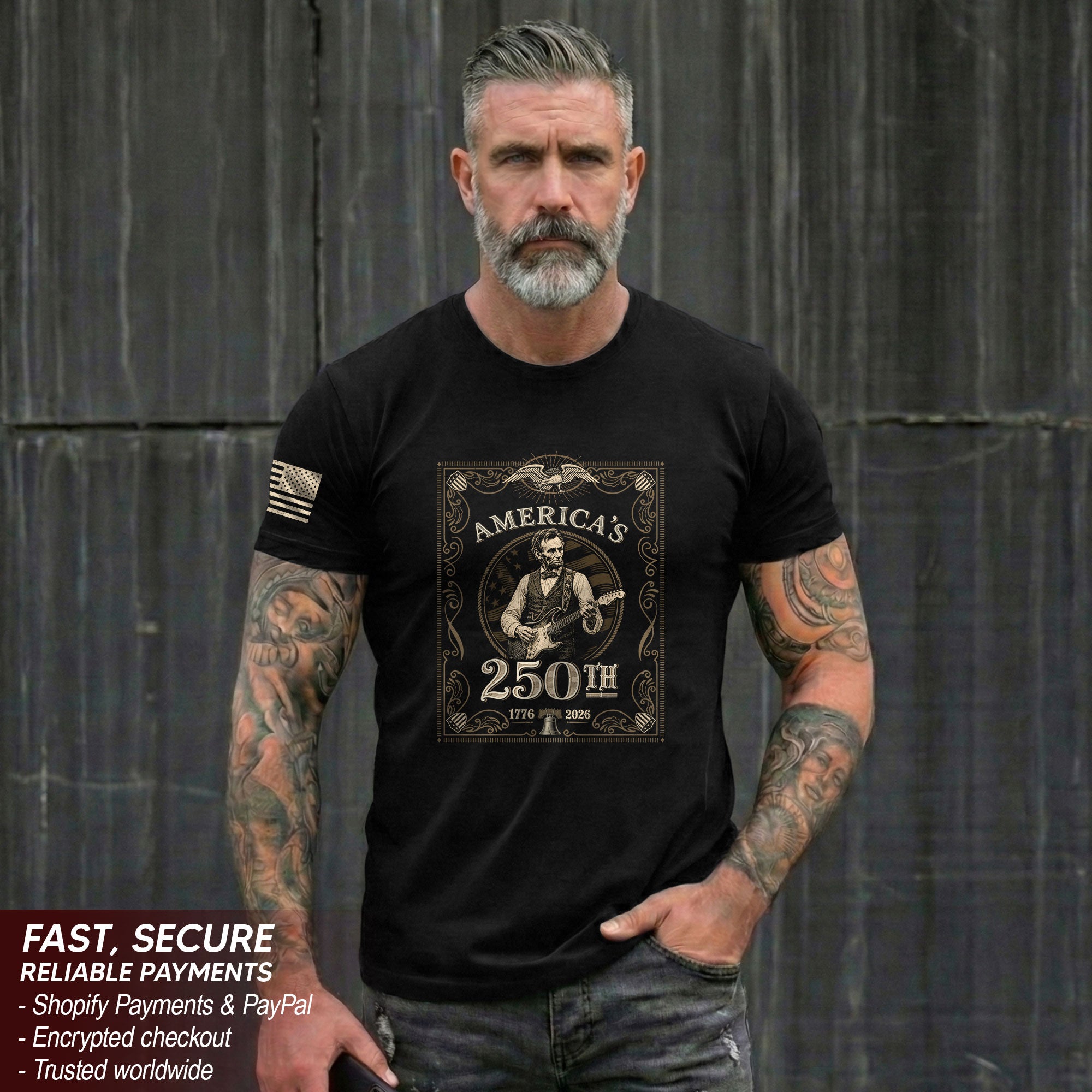America’s 250th Anniversary Lincoln Playing Guitar Shirt 1776–2026 Vintage USA Independence