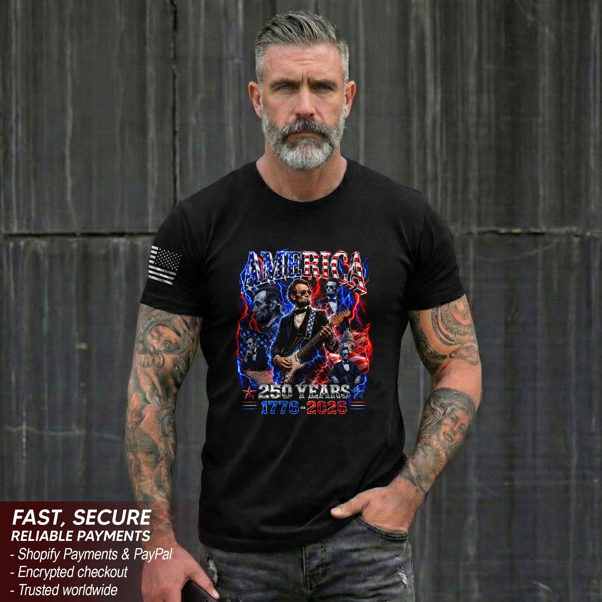 Abraham Lincoln Guitar Shirt Patriotic 1776 2026 American Pride Tee