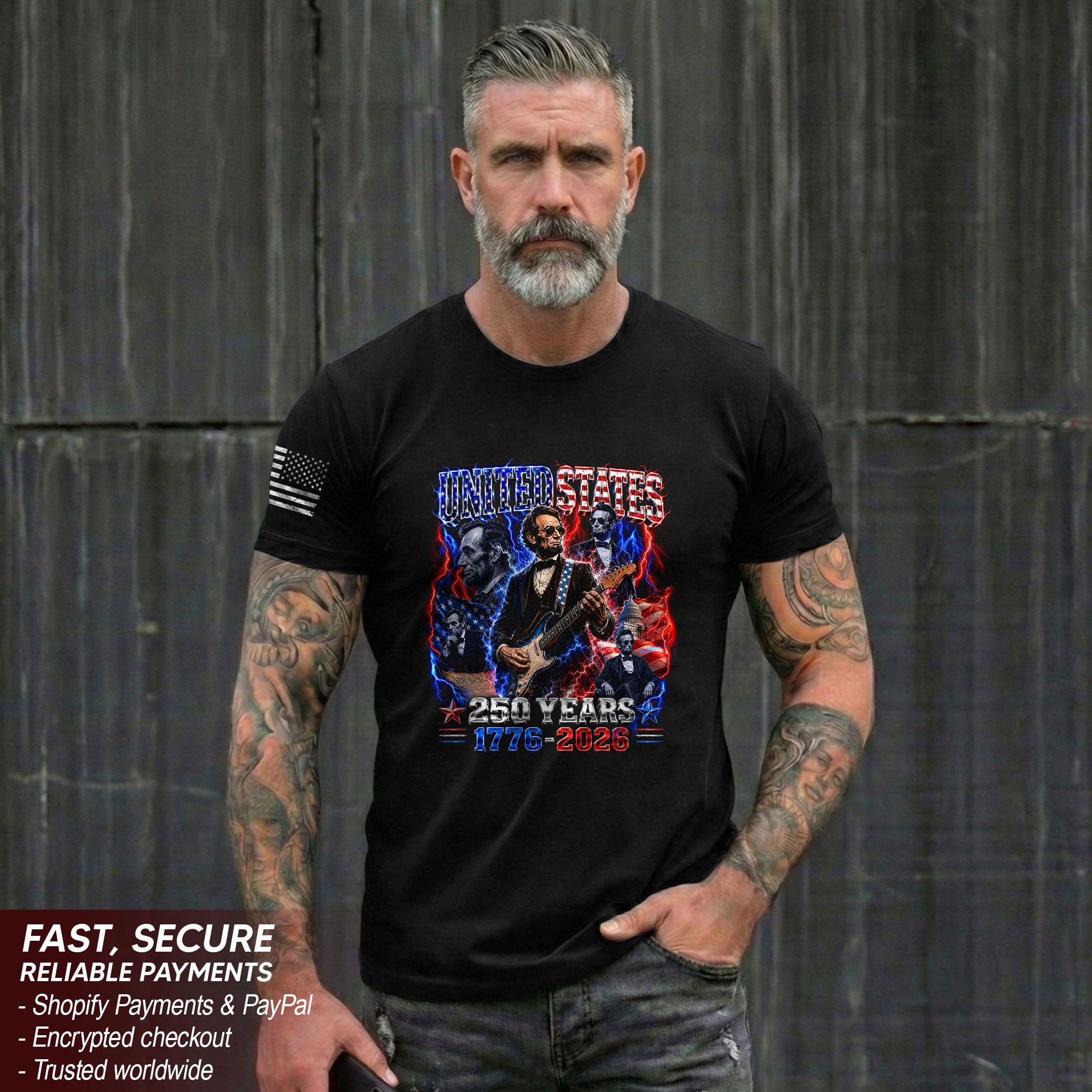 Abraham Lincoln Guitar Shirt Patriotic 1776 2026 American Pride Tee