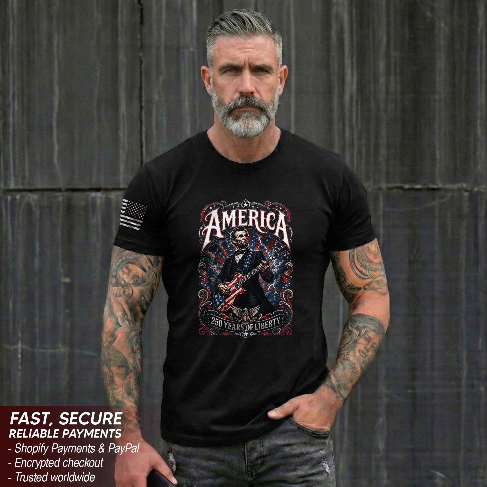 America 250 Years of Liberty Shirt Patriotic Guitar USA Vintage Freedom Tee