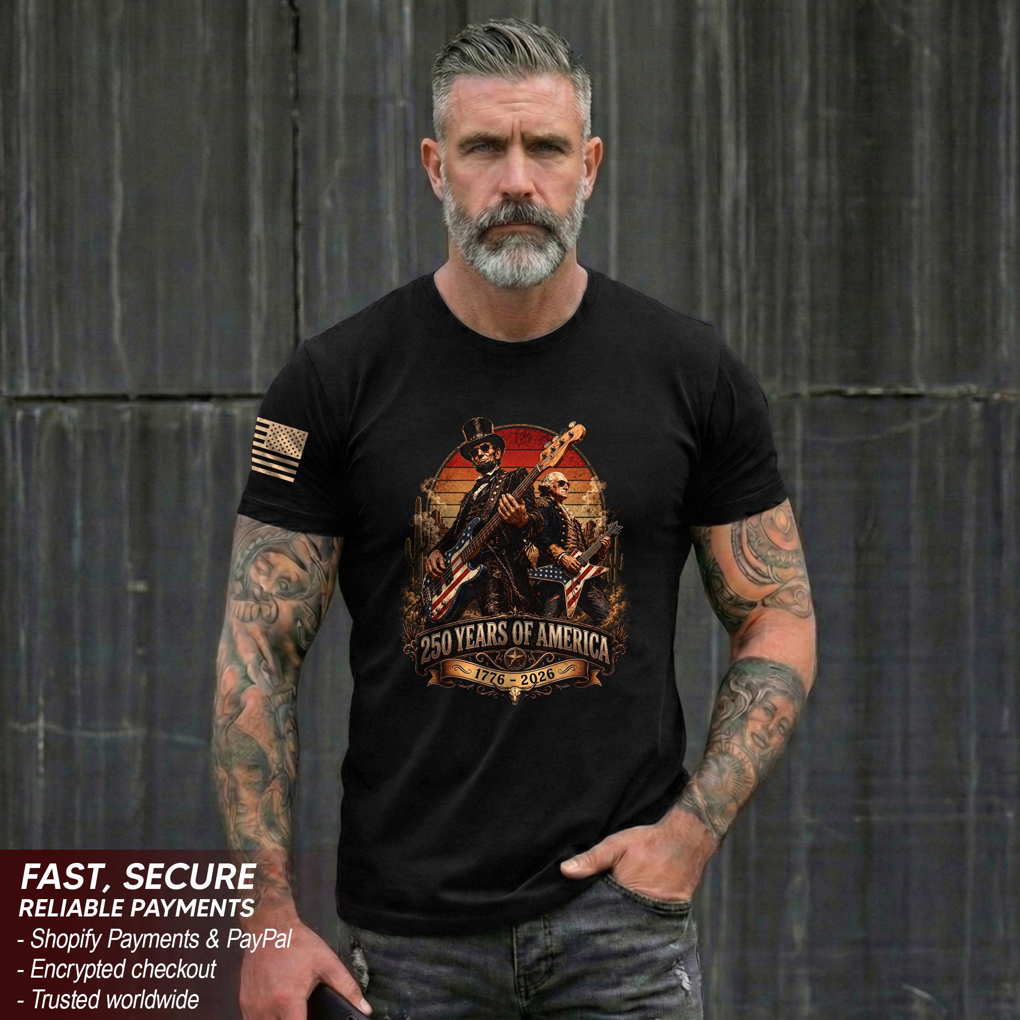 250 Years of America Shirt Vintage Patriotic Guitar Rock Freedom Tee 1776–2026