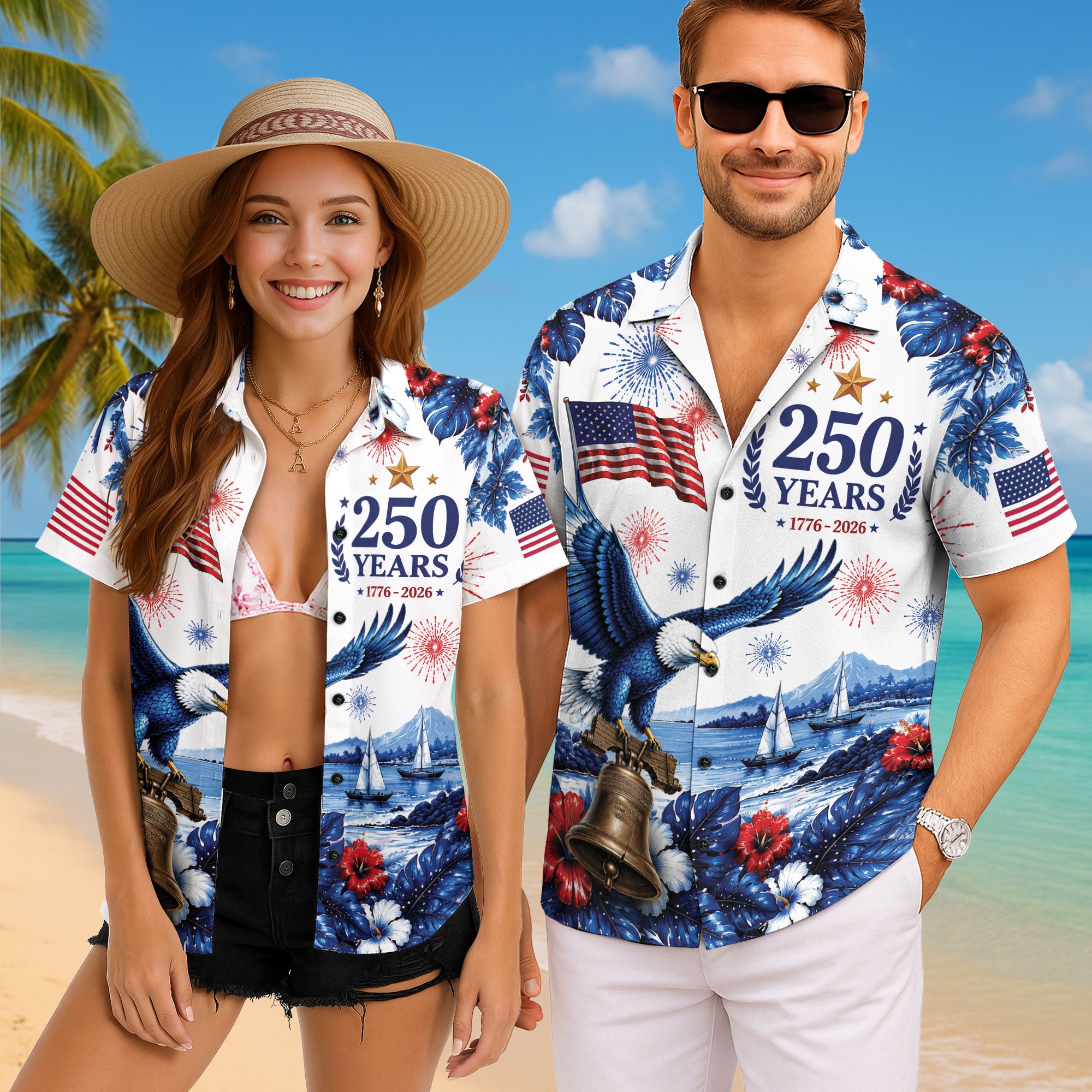 United States Patriotic Hawaiian Shirt 250 Years Freedom Celebration Apparel