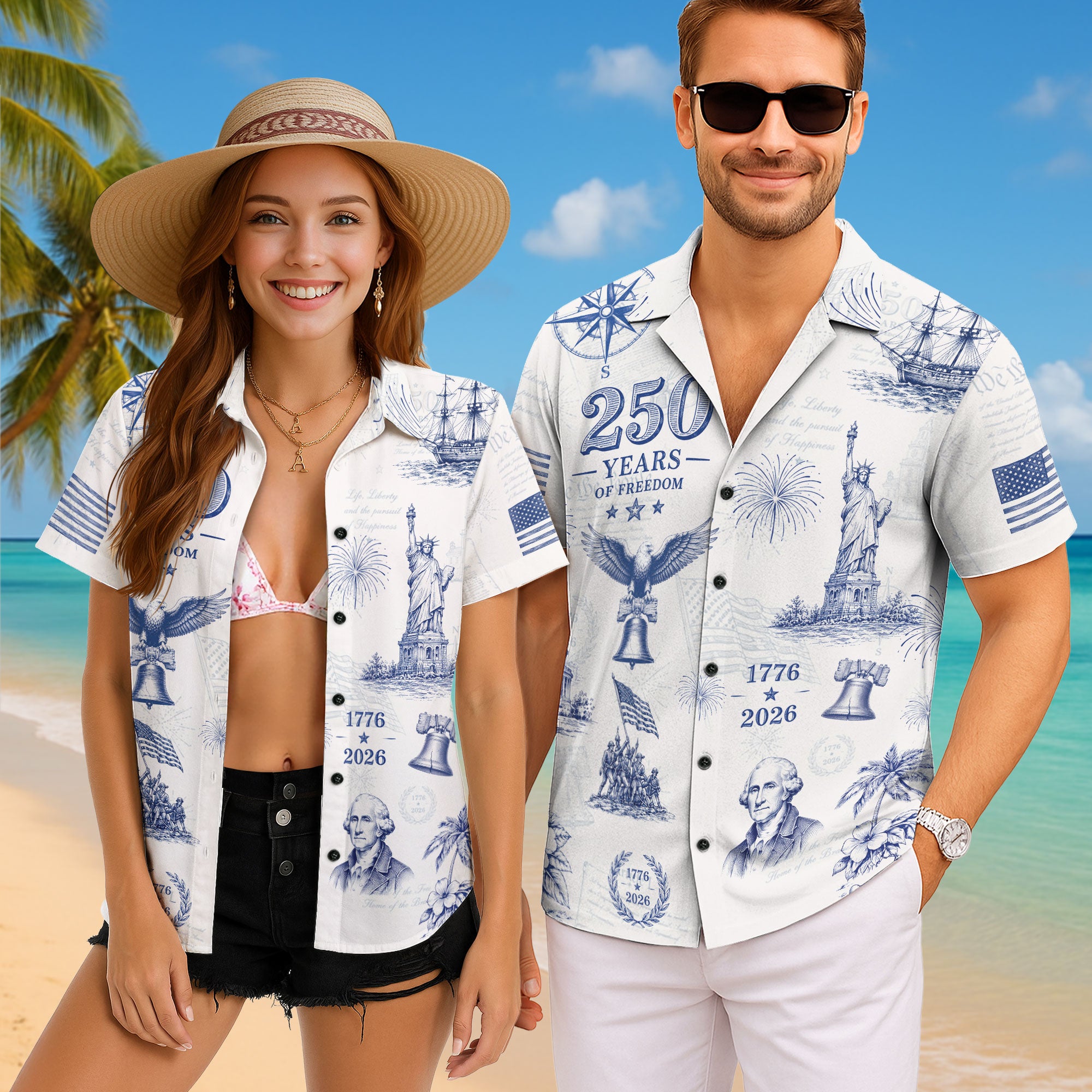 Patriotic United States 250 Years Hawaiian Shirt Statue Of Liberty Apparel