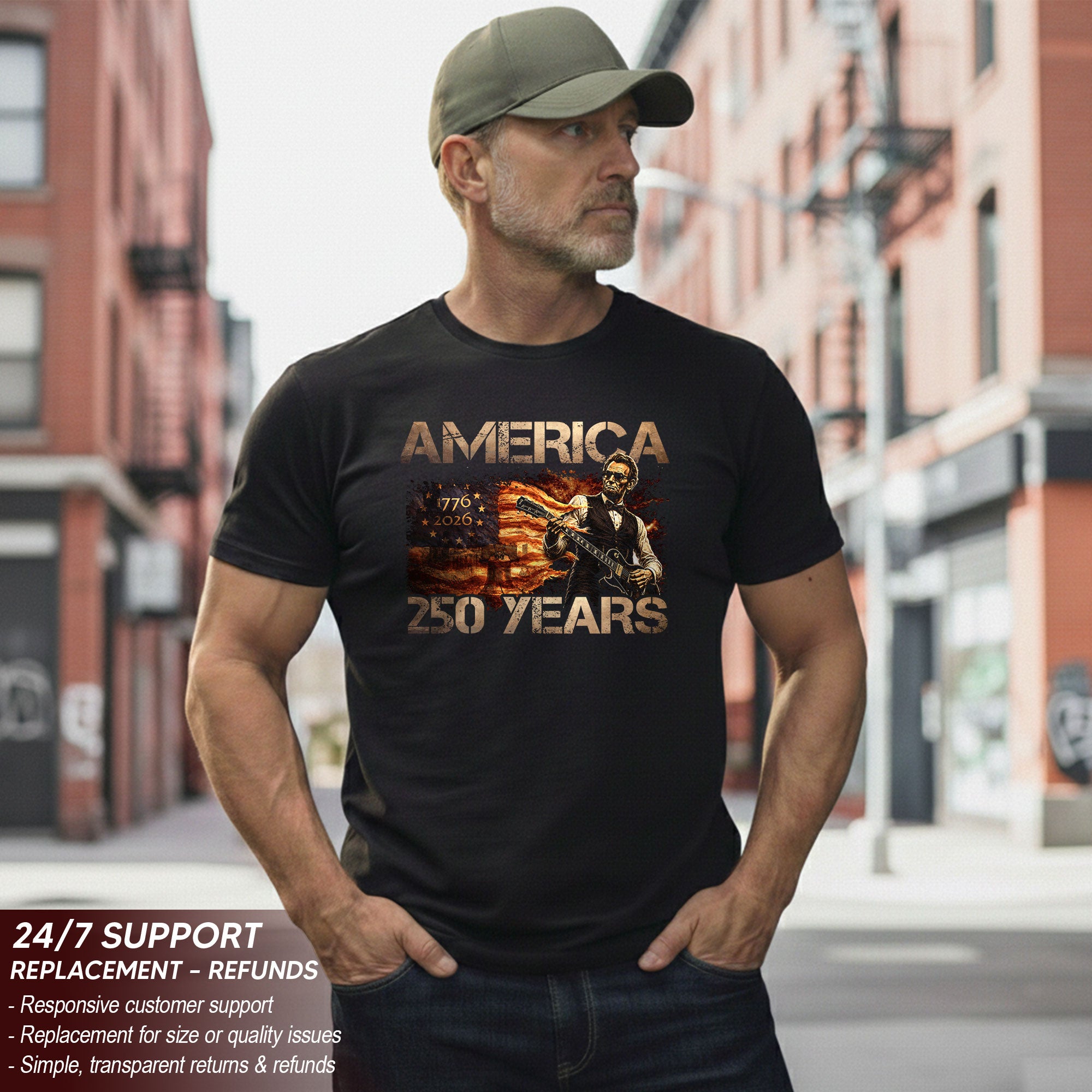 Graphic Lincoln T Shirt America 250 Years 1776 2026 Patriotic Unisex Summer Apparel