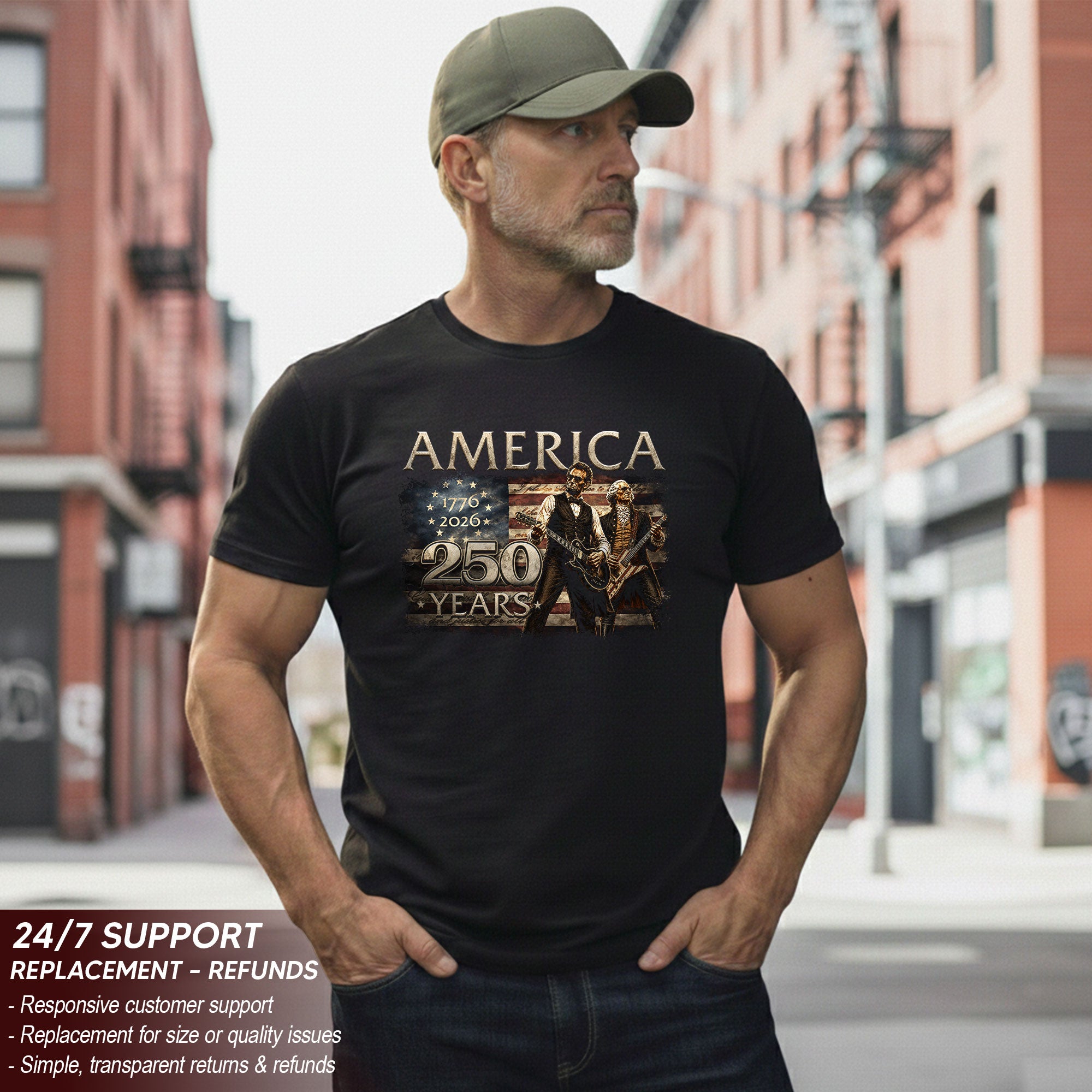 Lincoln Washington Presidents T Shirt America 250 Years Patriotic 1776 2026 Graphic
