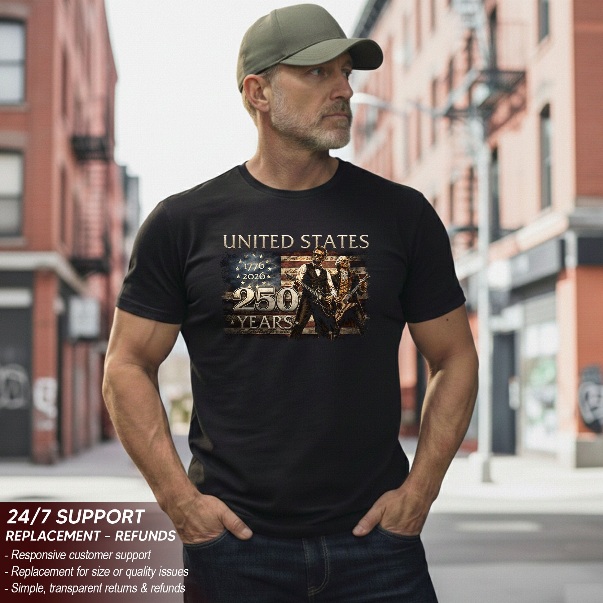 Lincoln Washington 1776-2026 Presidents T Shirt - Patriotic Graphic Unisex Apparel - Rust Field Wear