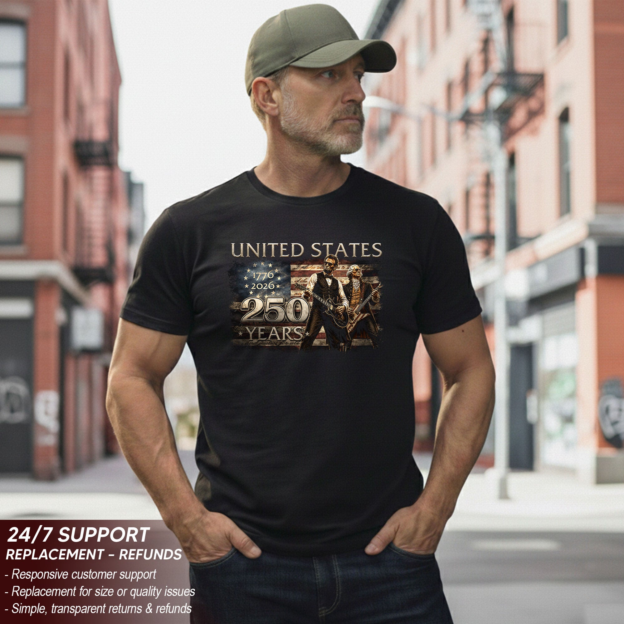 Lincoln Washington 1776-2026 Presidents T Shirt - Patriotic Graphic Unisex Apparel - Rust Field Wear