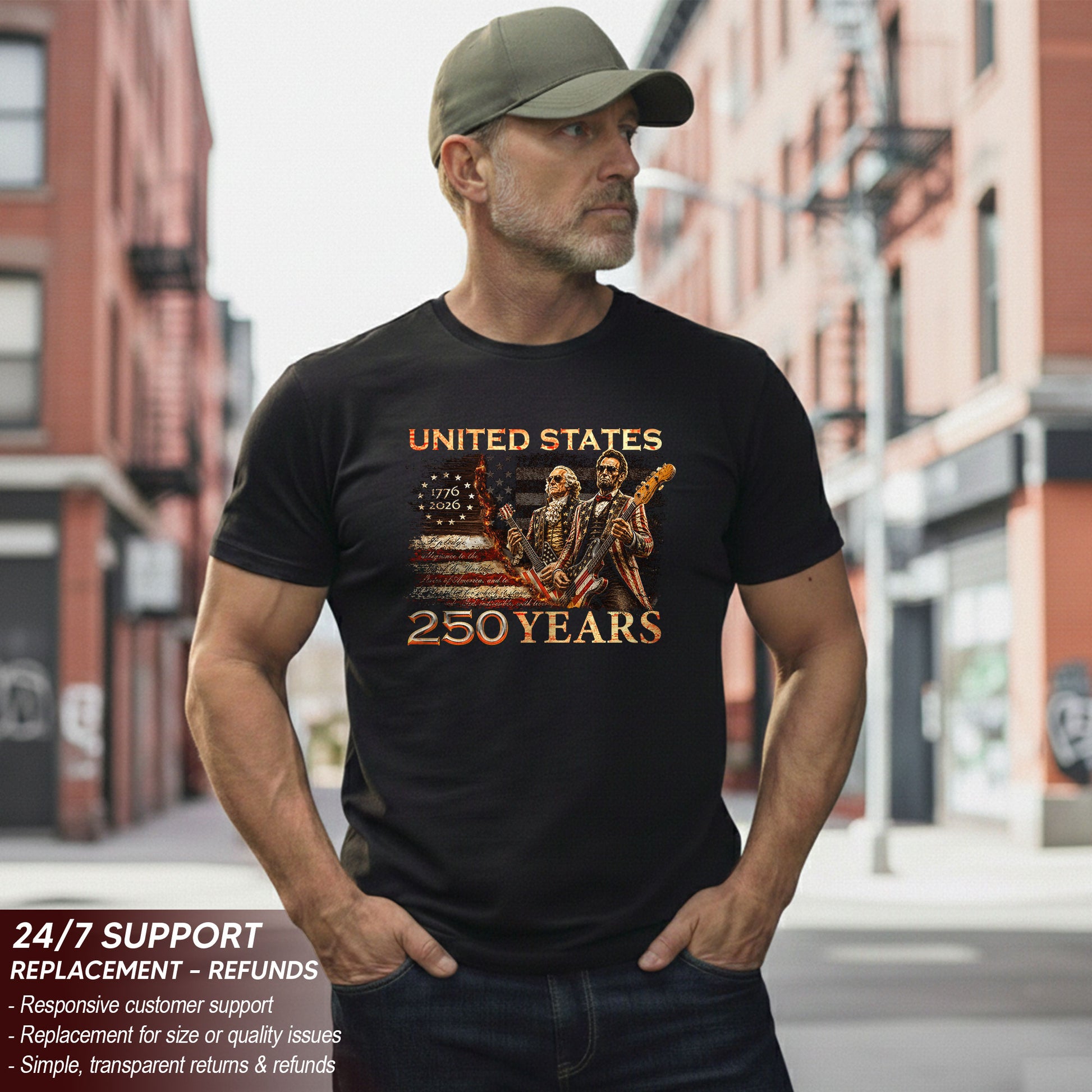 Unisex 1776-2026 Presidents T Shirt - Lincoln Washington Patriotic Summer Graphic Tee - Rust Field Wear