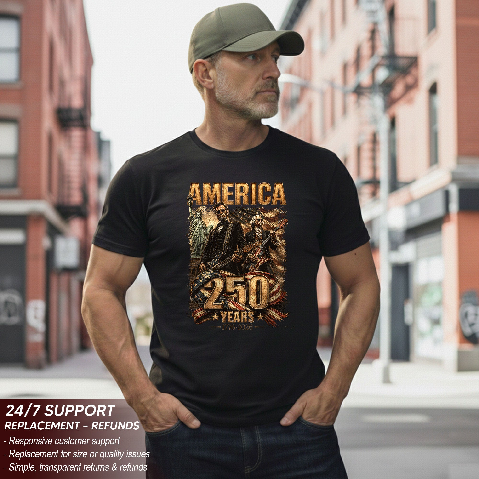 Patriotic America 250 Years Presidents T Shirt Lincoln Washington Graphic Unisex Top