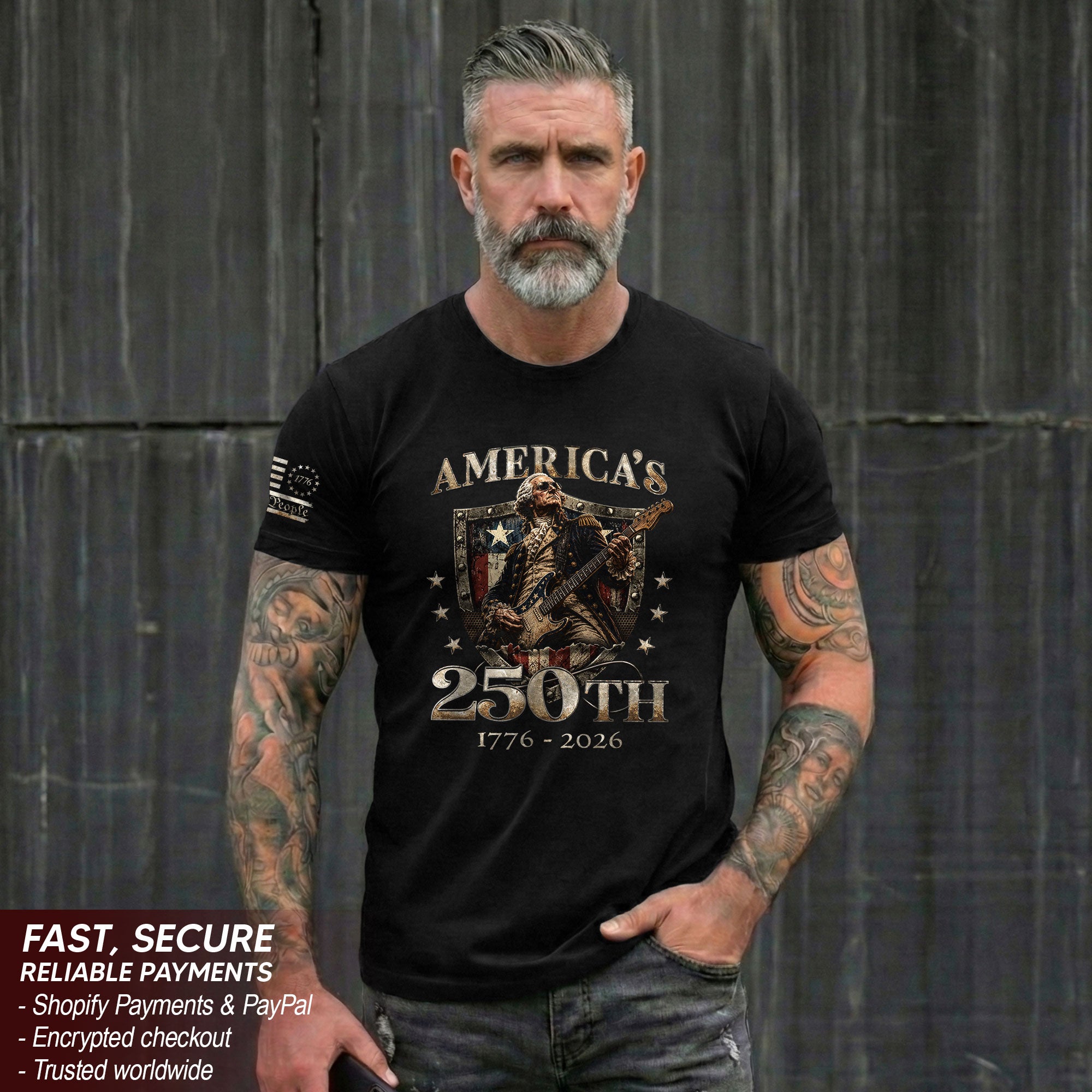 Vintage George Washington Guitar Shirt 1776-2026 Commemorative Graphic Tee Patriotic Style