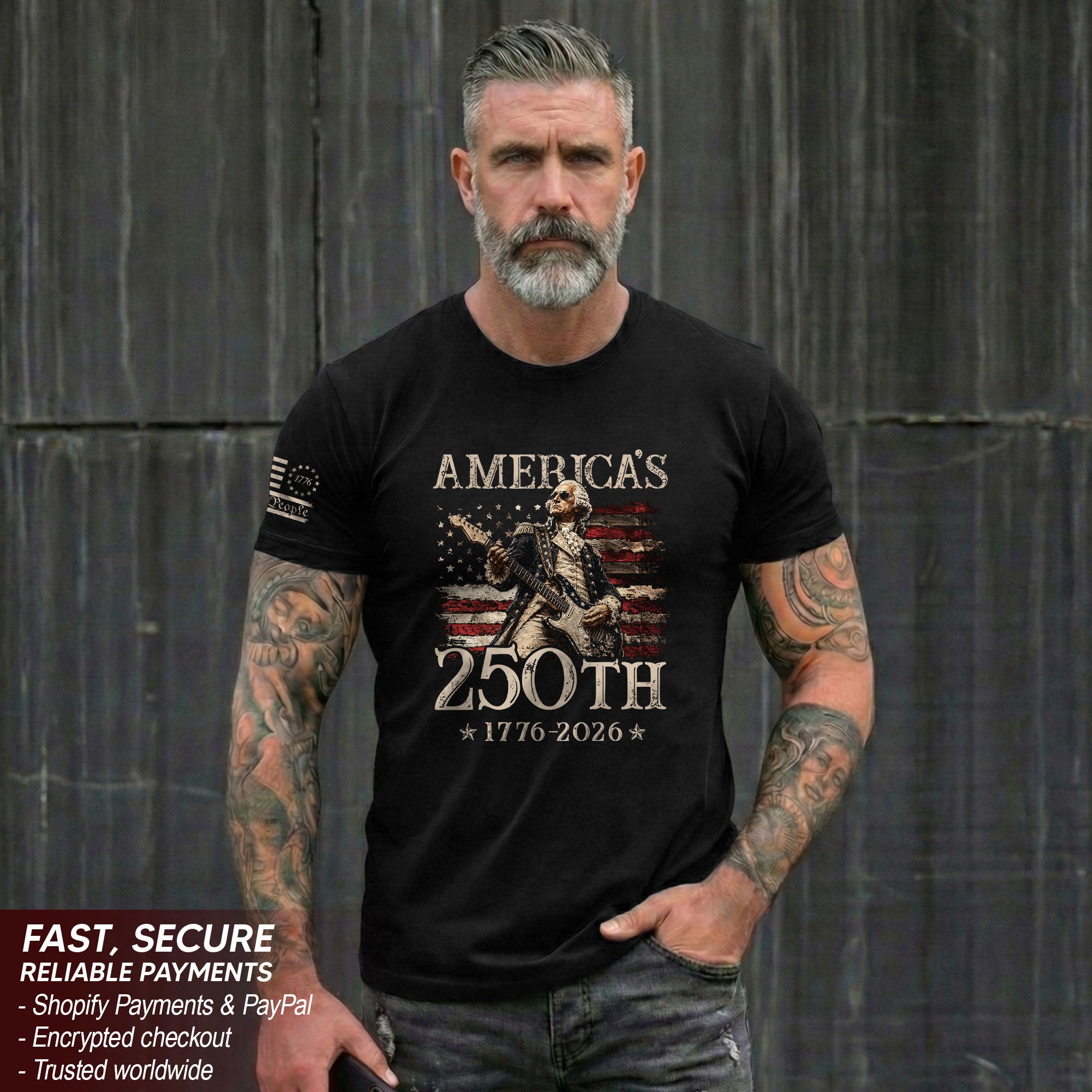 Iconic George Washington Guitar Shirt 1776-2026 Patriotic Graphic Tee Heritage Apparel Gift