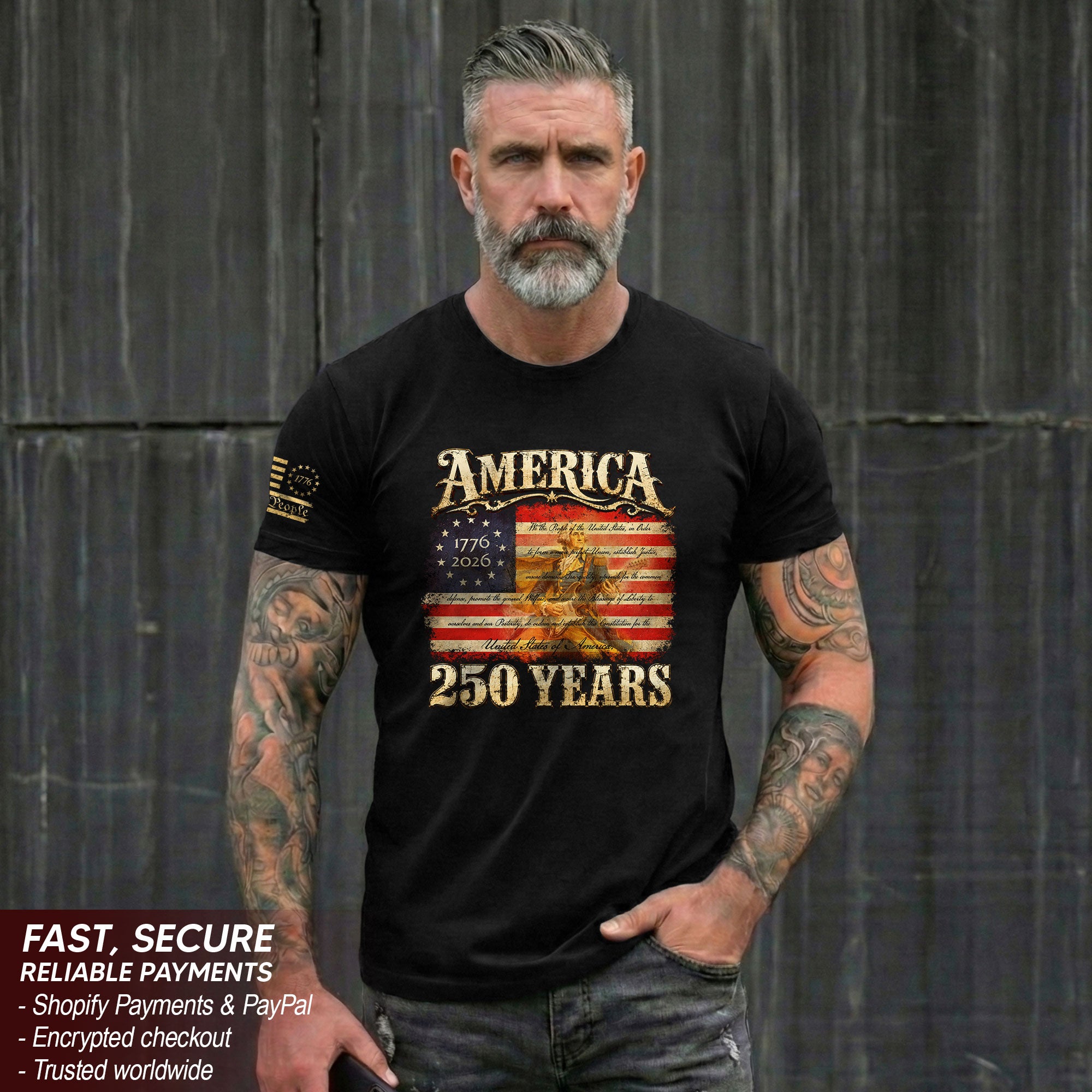 Constitution George Washington Guitar Shirt 1776-2026 Patriotic Graphic Tee Anniversary