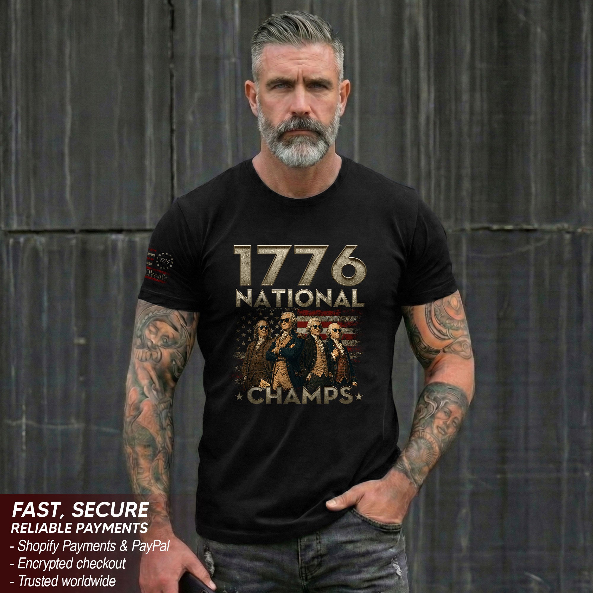 1776 National Champs Shirt Retro Independence Day American Pride Men Cool Graphic Tee