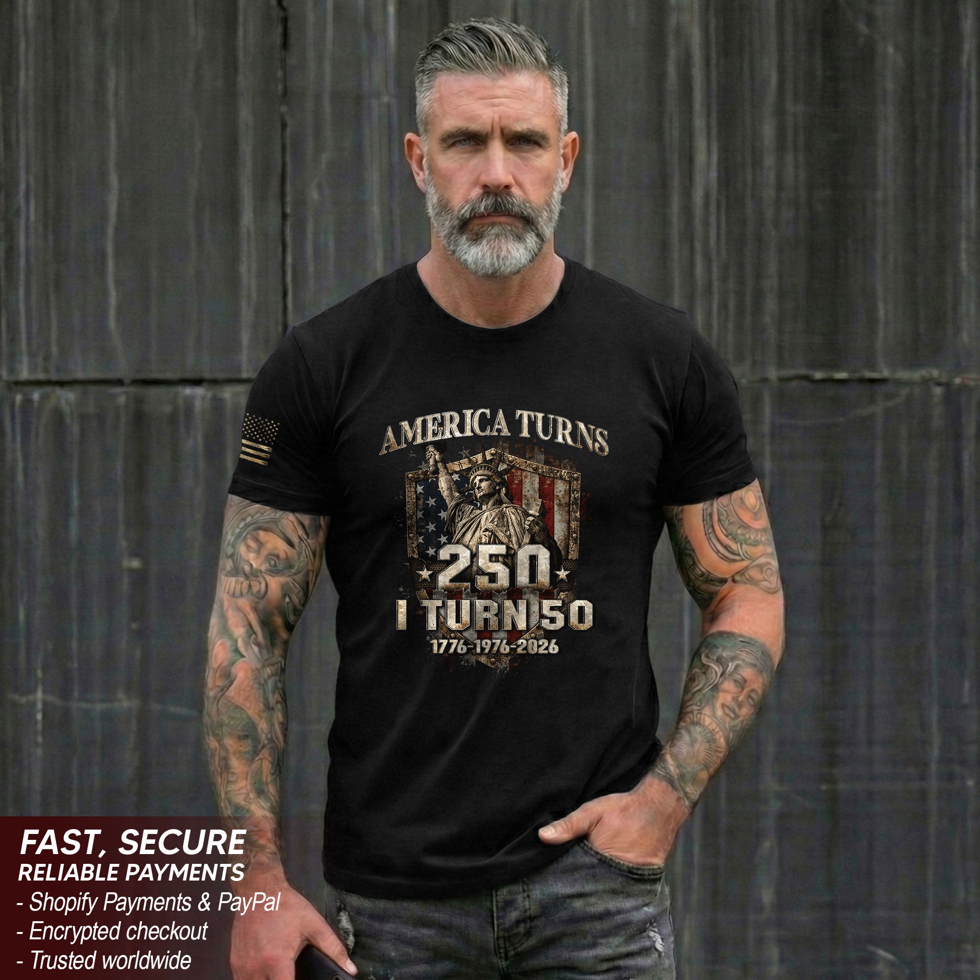 America Turns 250 I Turn 50 Shirt 1976 50th Birthday Statue of Liberty Patriotic Tee