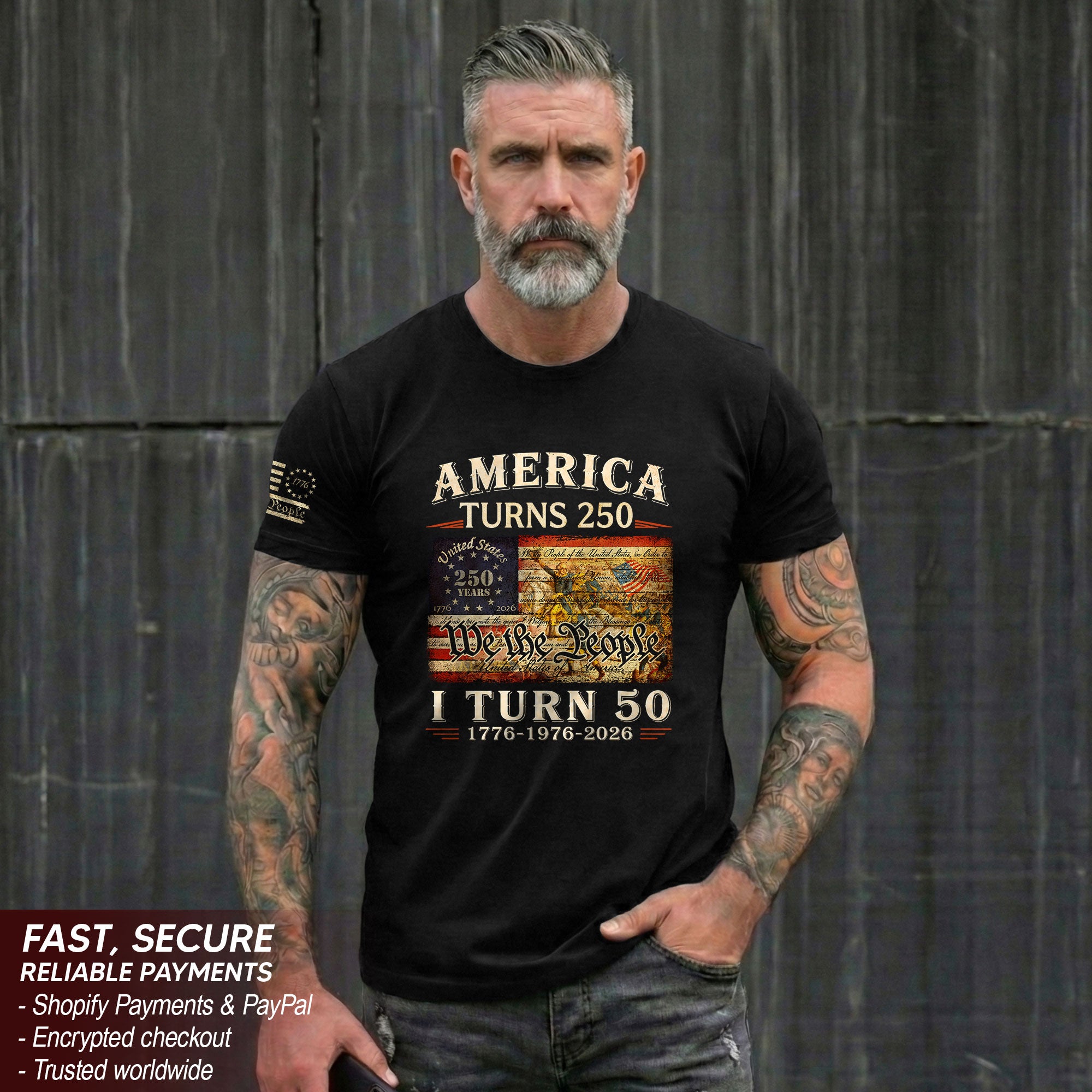 Golden 50th Birthday Shirt Patriotic Historical Art T-Shirt Gift Born in 1976 2026