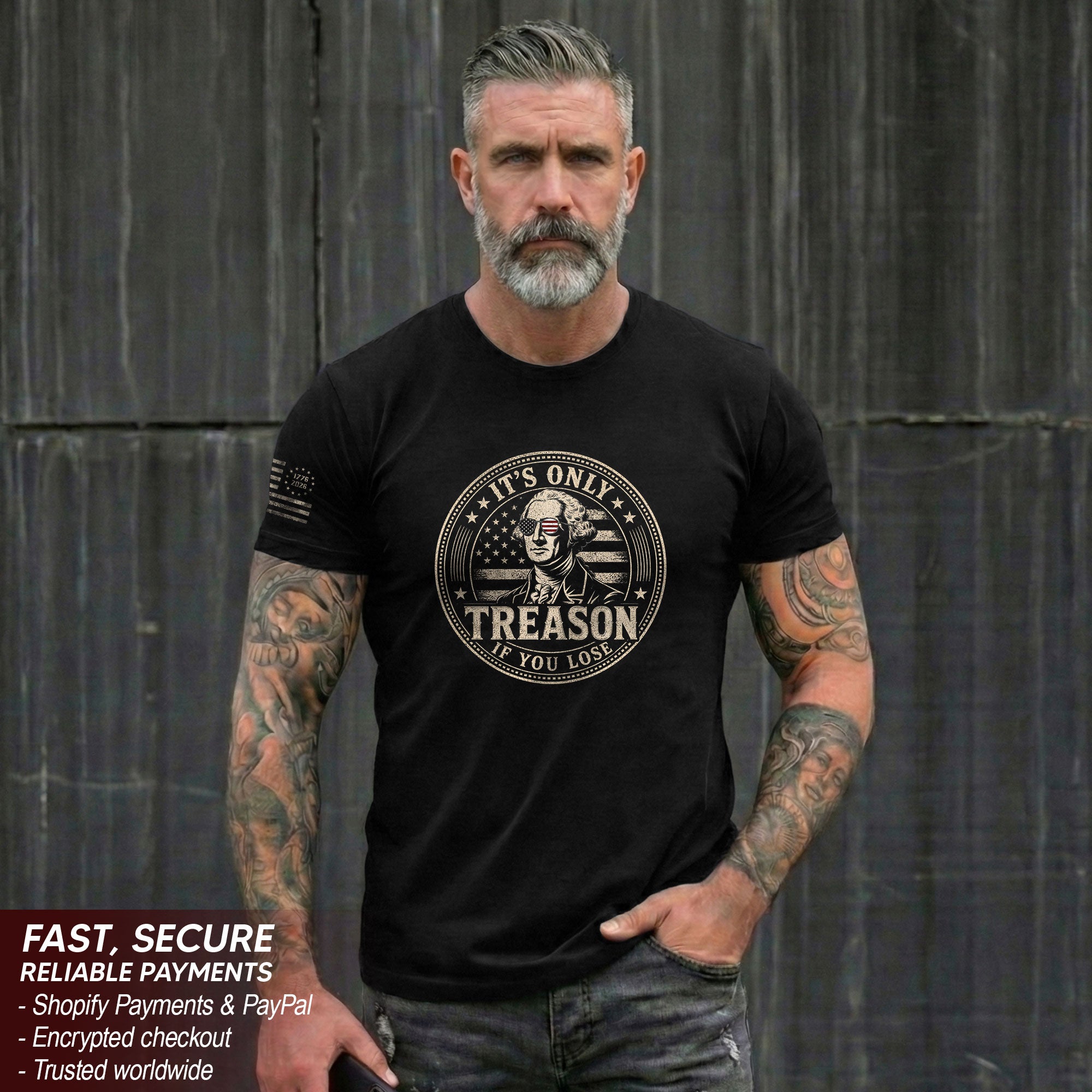 It's Only Treason If You Lose Shirt George Washington Circle Badge Patriotic 2D Graphic Tee