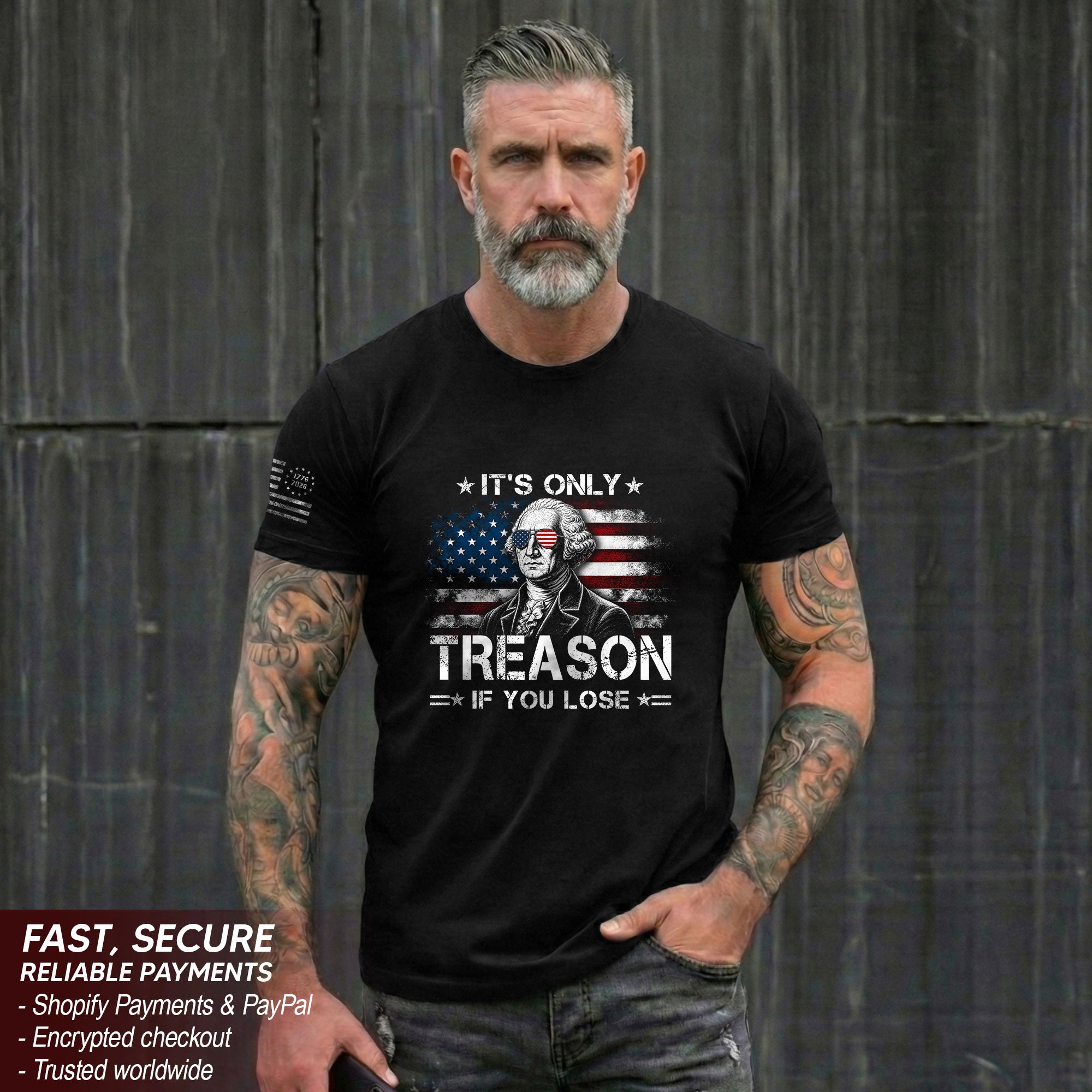 It's Only Treason If You Lose Shirt George Washington Patriotic Flag 2D Graphic Tee