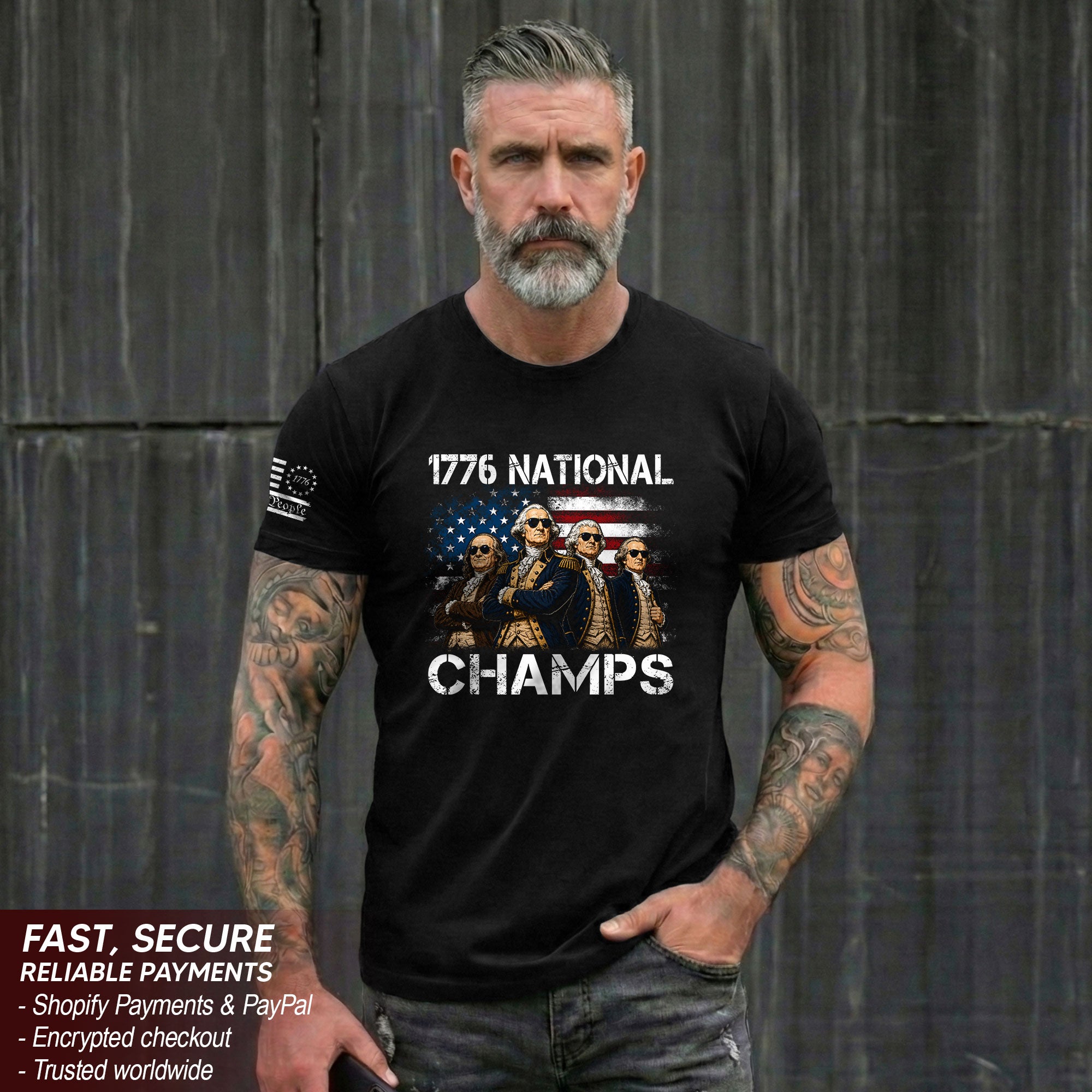 1776 National Champs T-Shirt - Patriotic Founding Fathers Graphic Tee for Men & Women