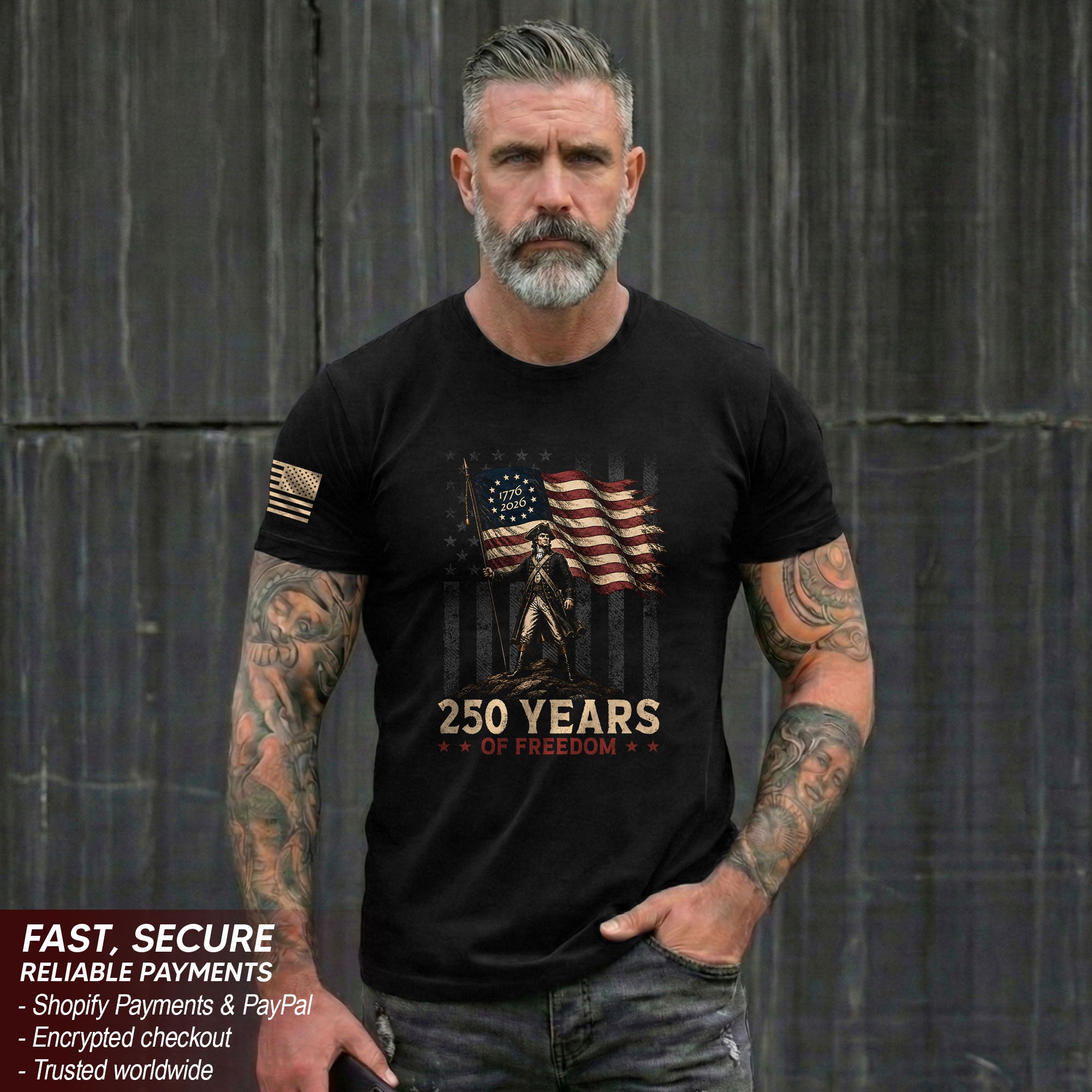 250th Anniversary Freedom Tee - Vintage George Washington Patriotic Cotton Graphic Shirt