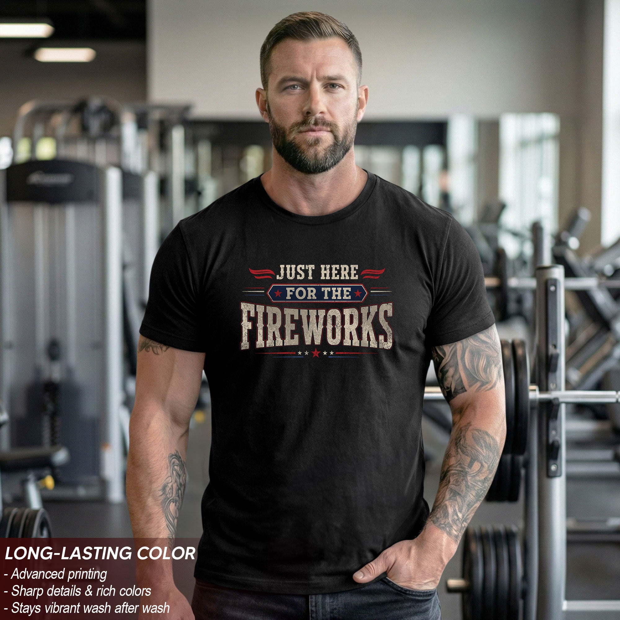 Just Here for The Fireworks T Shirt Funny Independence Day Celebration Apparel for Men